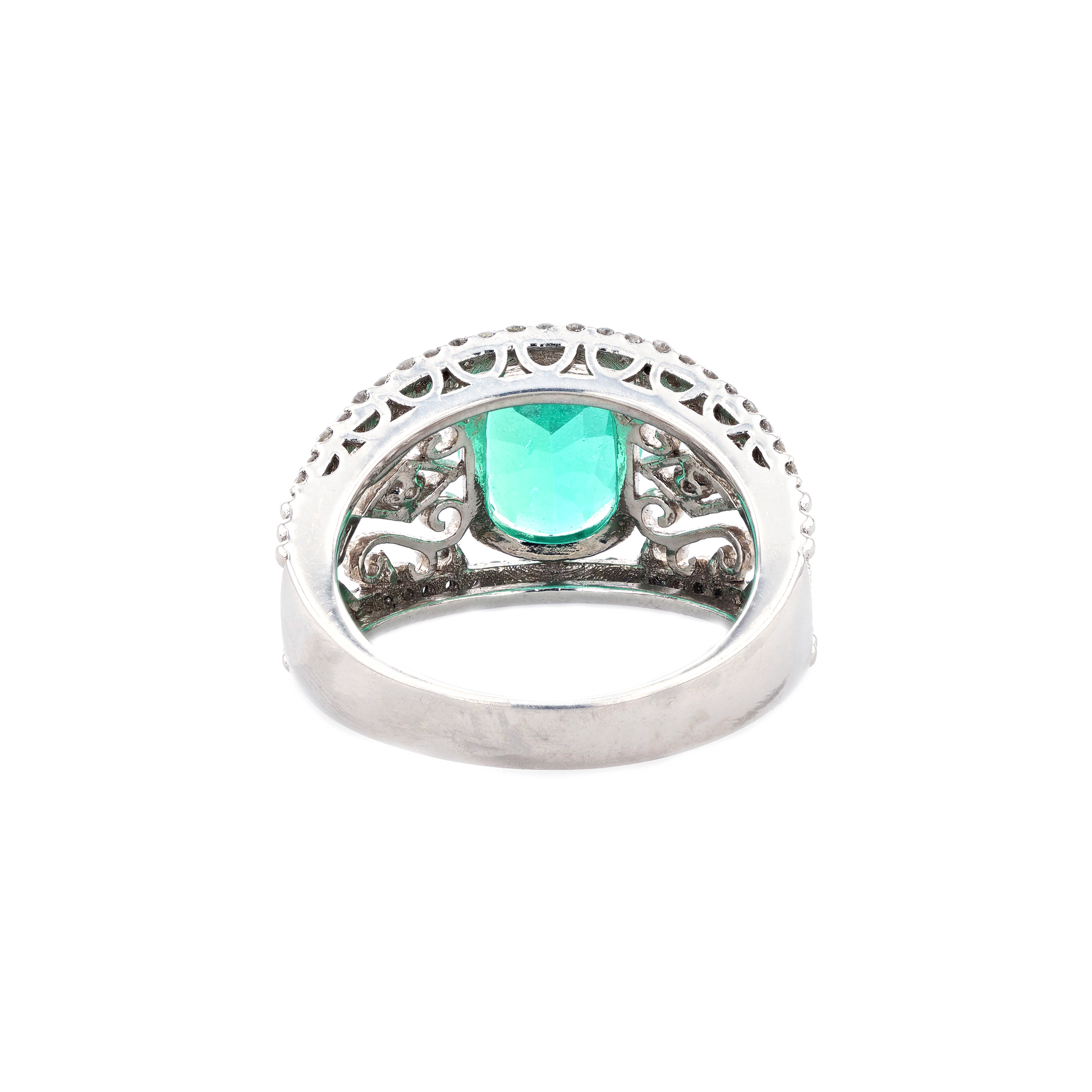 PT900 Natural Green Emerald Diamond Ring