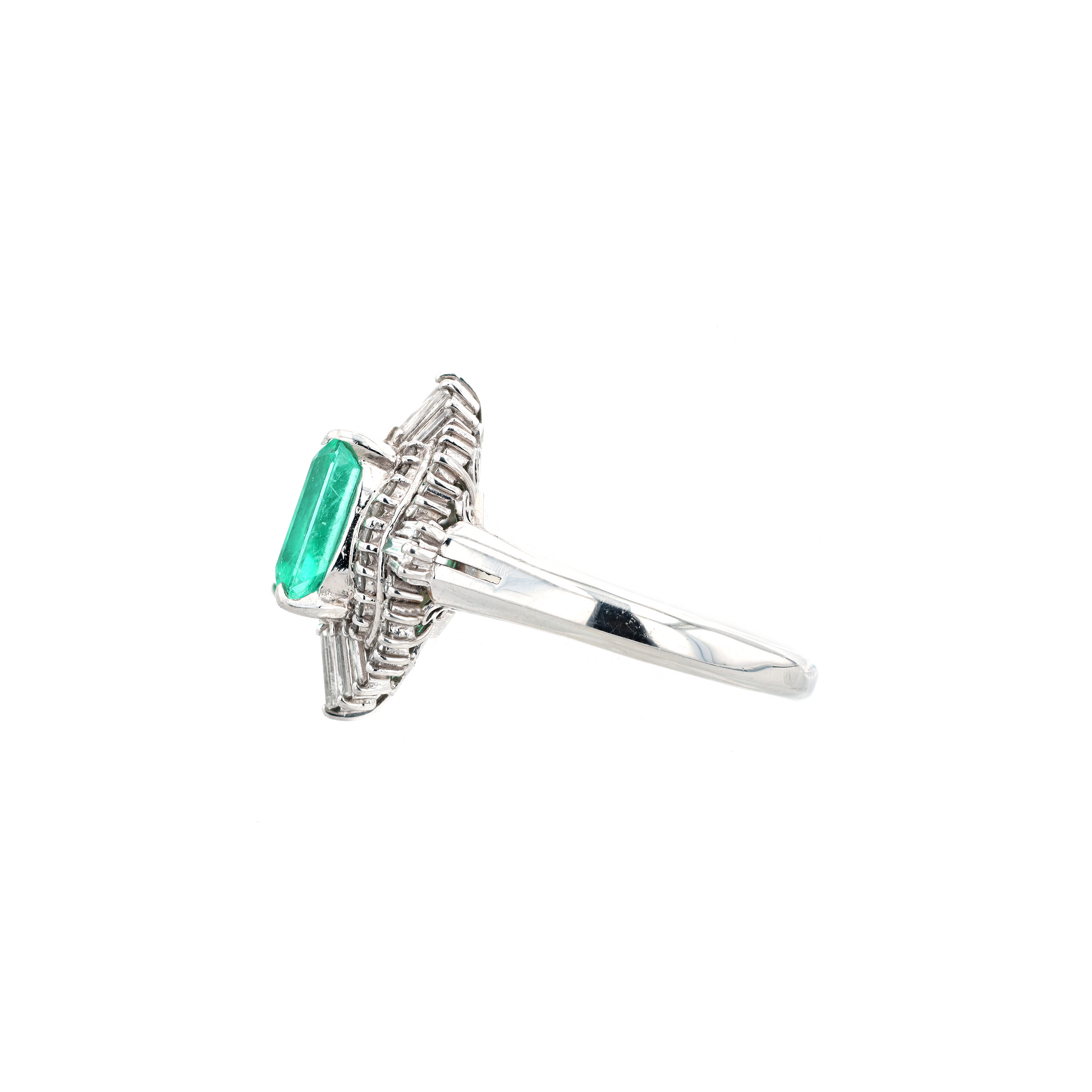 PT900 Natural Green Emerald Diamond Ring