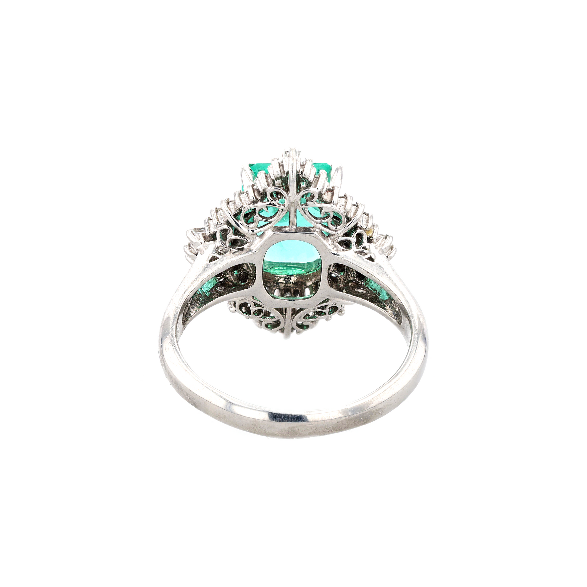 PT900 Natural Green Emerald Diamond Ring