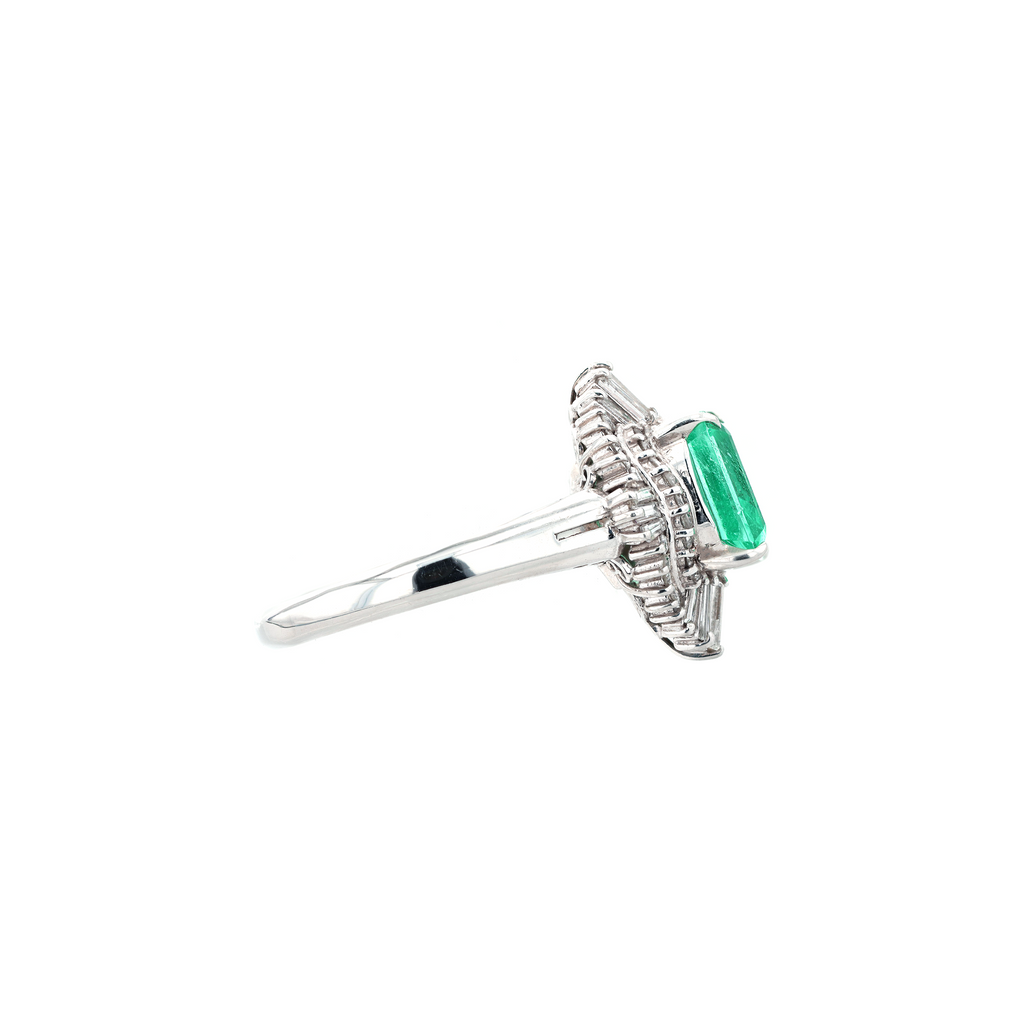 PT900 Natural Green Emerald Diamond Ring