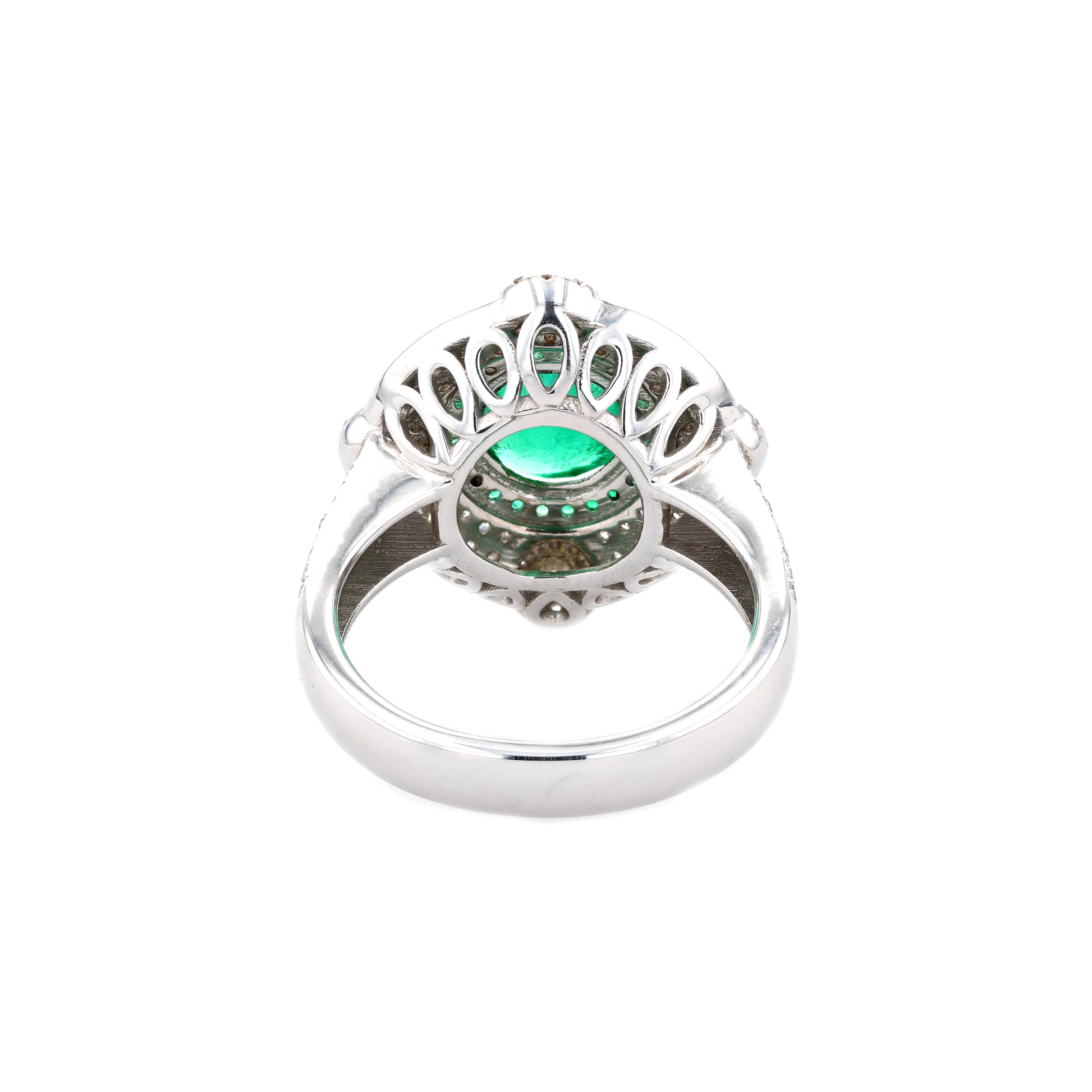 18KG Natural Green Emerald Diamond Ring