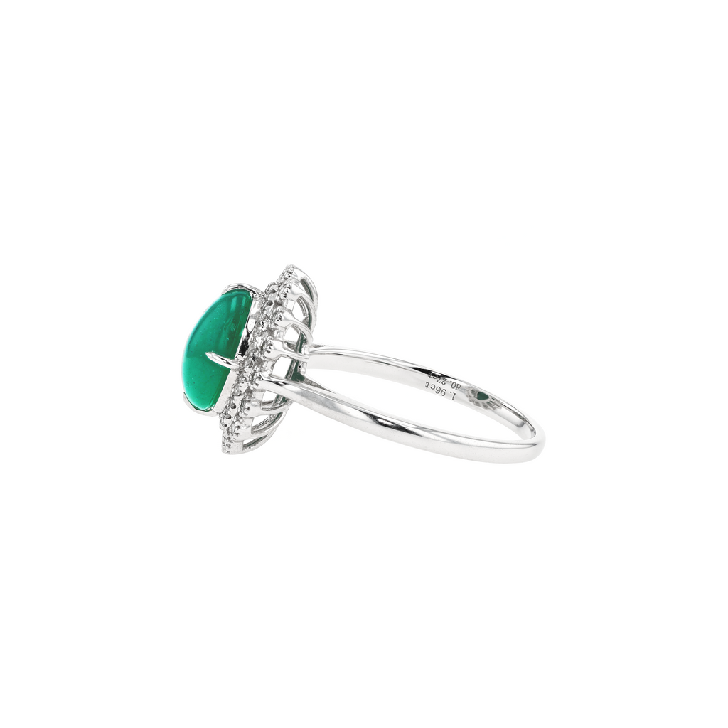 18KG Natural Green Emerald Diamond Ring