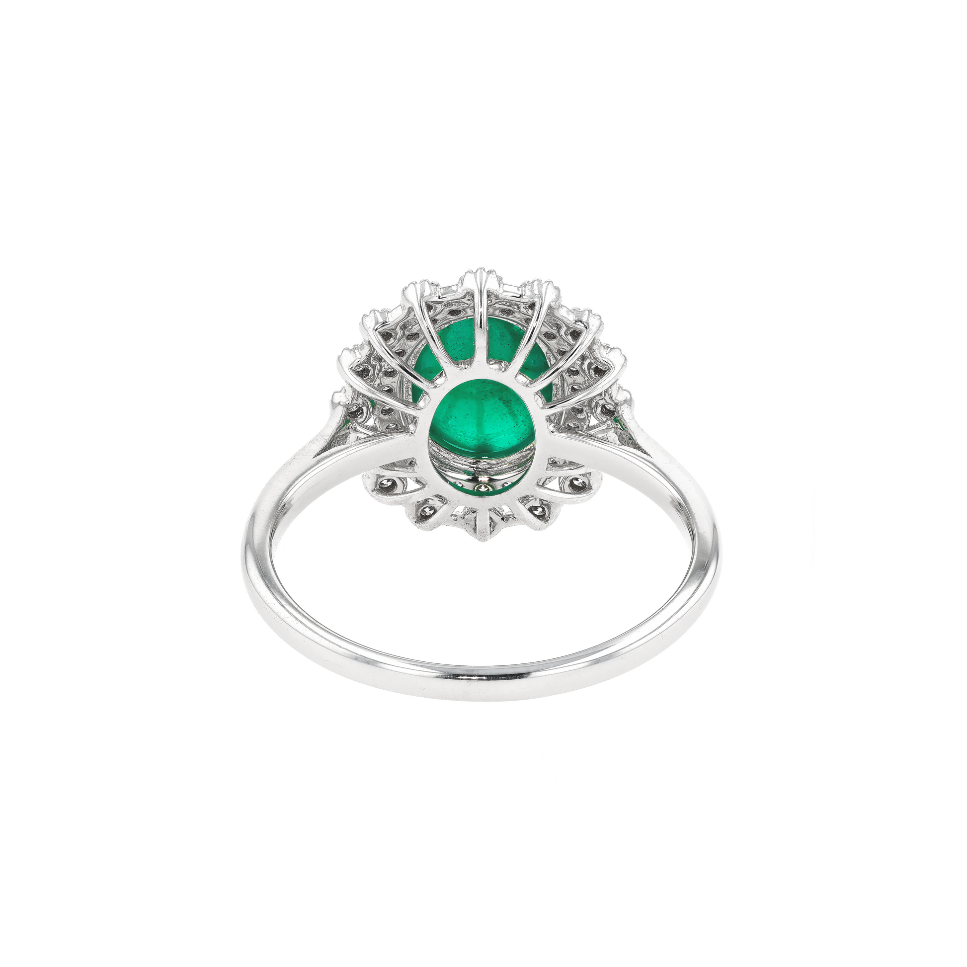 18KG Natural Green Emerald Diamond Ring