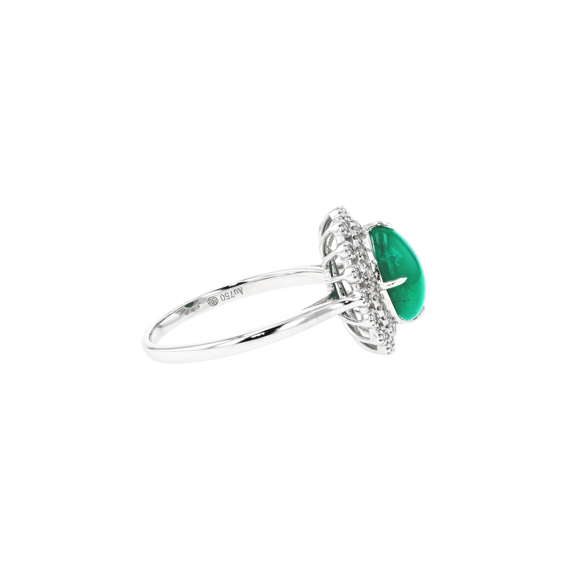18KG Natural Green Emerald Diamond Ring