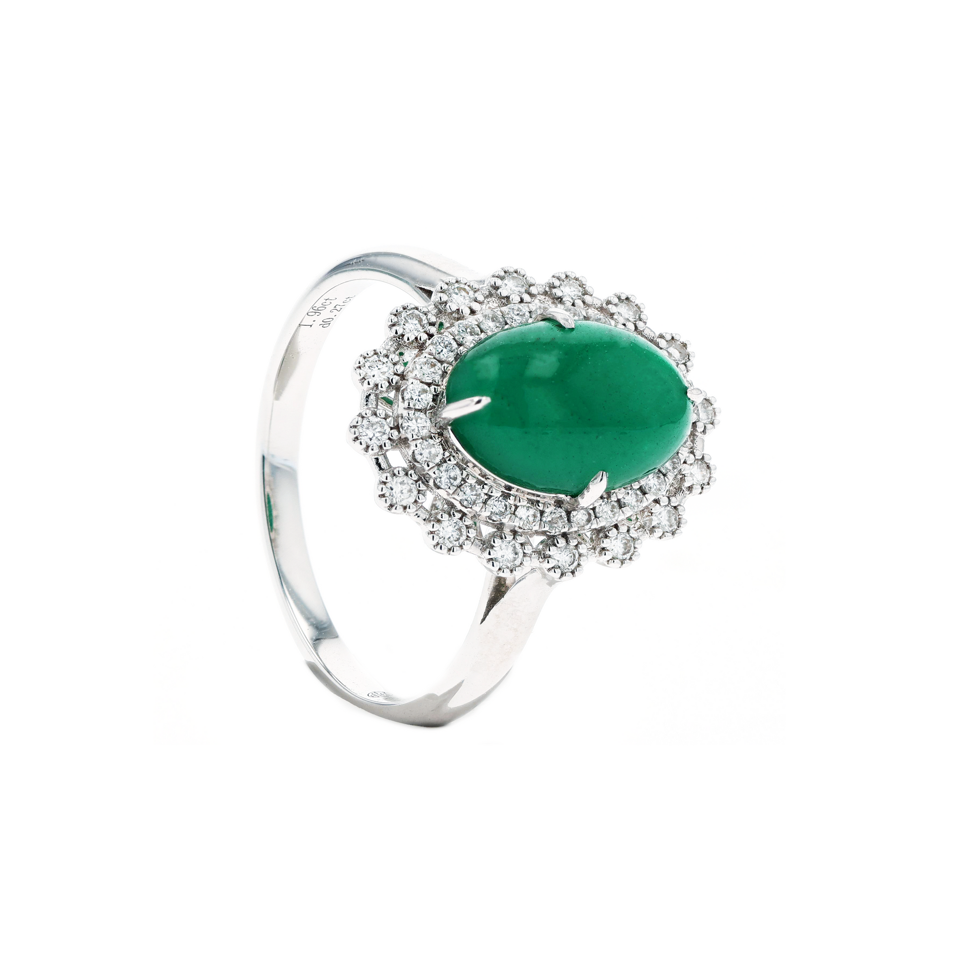 18KG Natural Green Emerald Diamond Ring