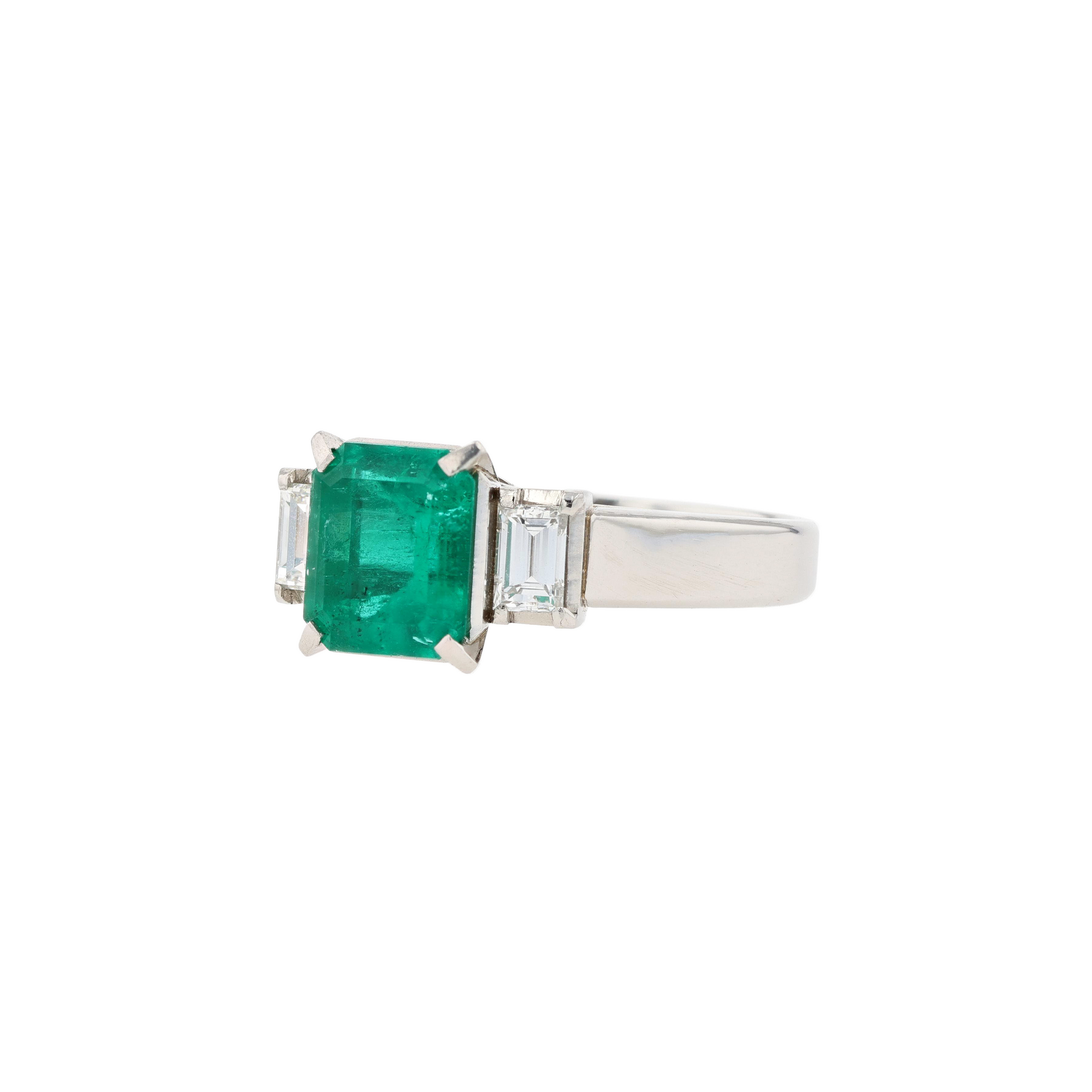PT900 Natural Green Emerald Diamond Ring