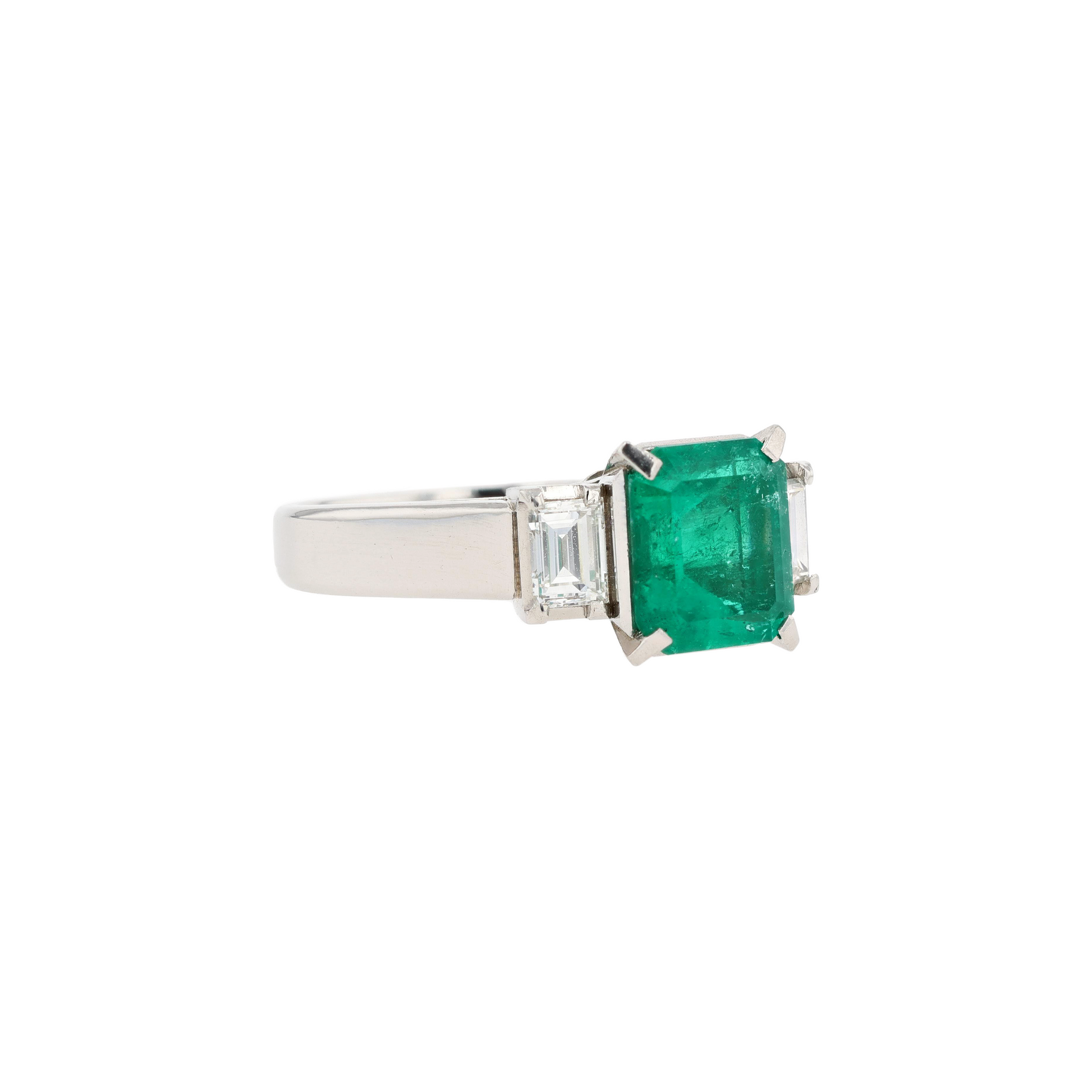 PT900 Natural Green Emerald Diamond Ring
