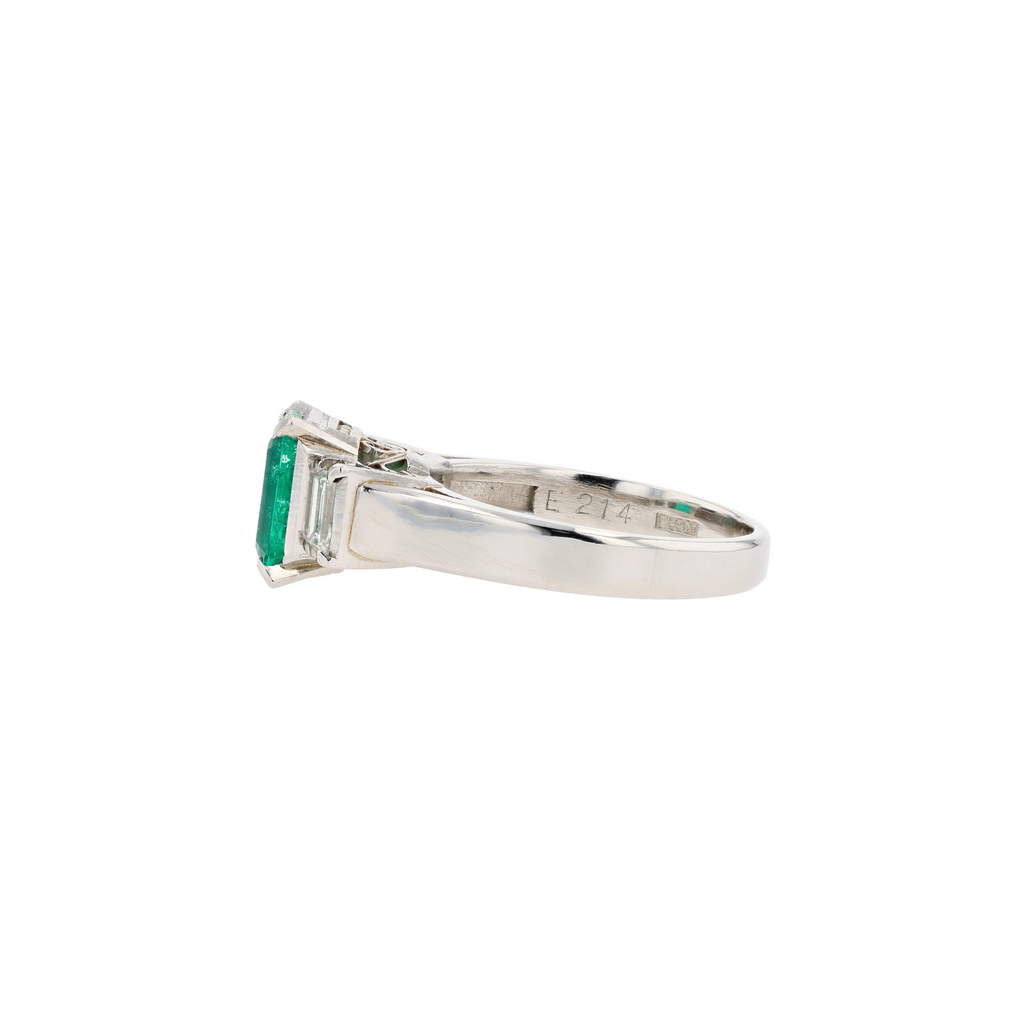 PT900 Natural Green Emerald Diamond Ring
