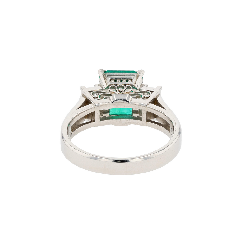 PT900 Natural Green Emerald Diamond Ring