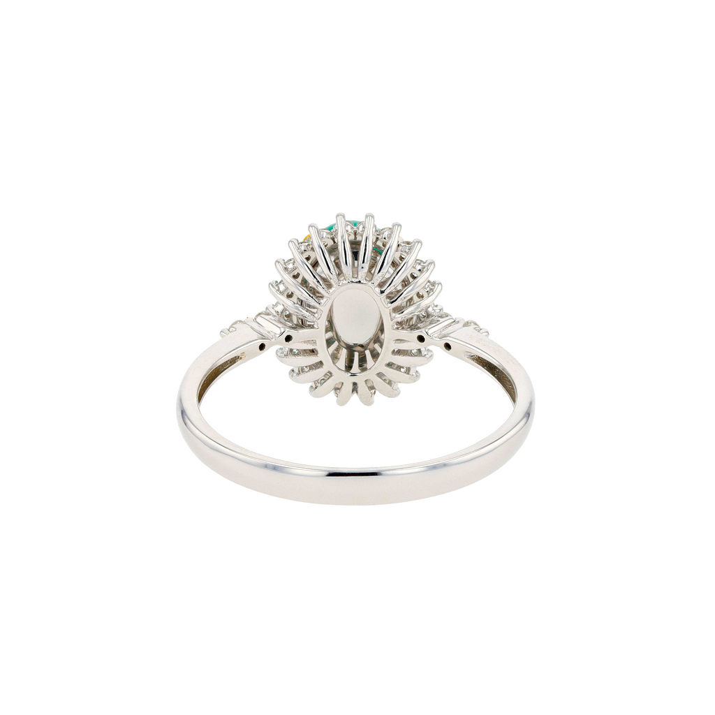 18KG Natural Green Emerald Diamond Ring