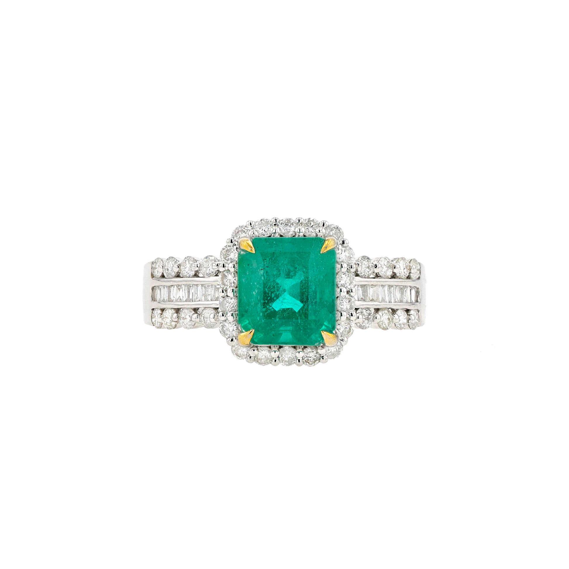 18KG Natural Green Emerald Diamond Ring