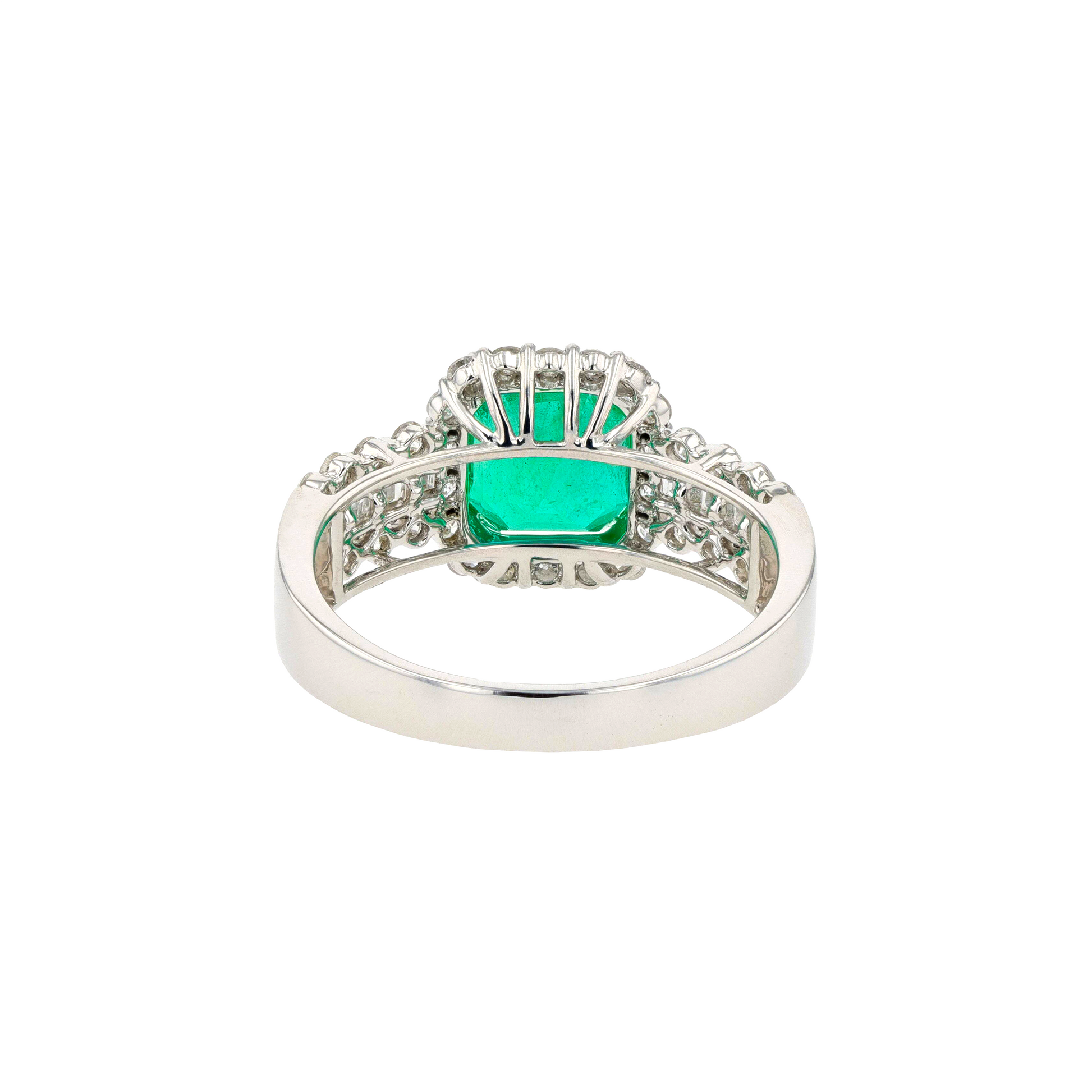 18KG Natural Green Emerald Diamond Ring