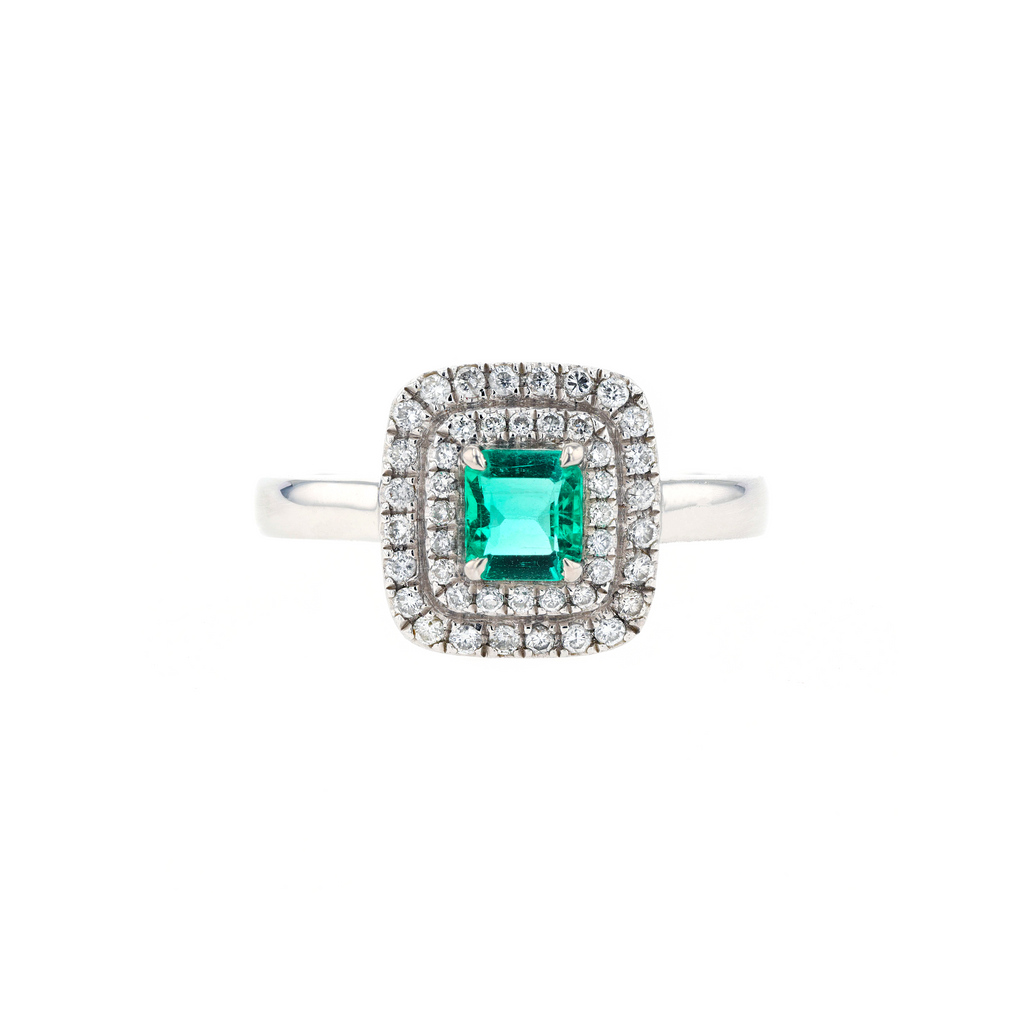 PT900 Natural Green Emerald Diamond Ring