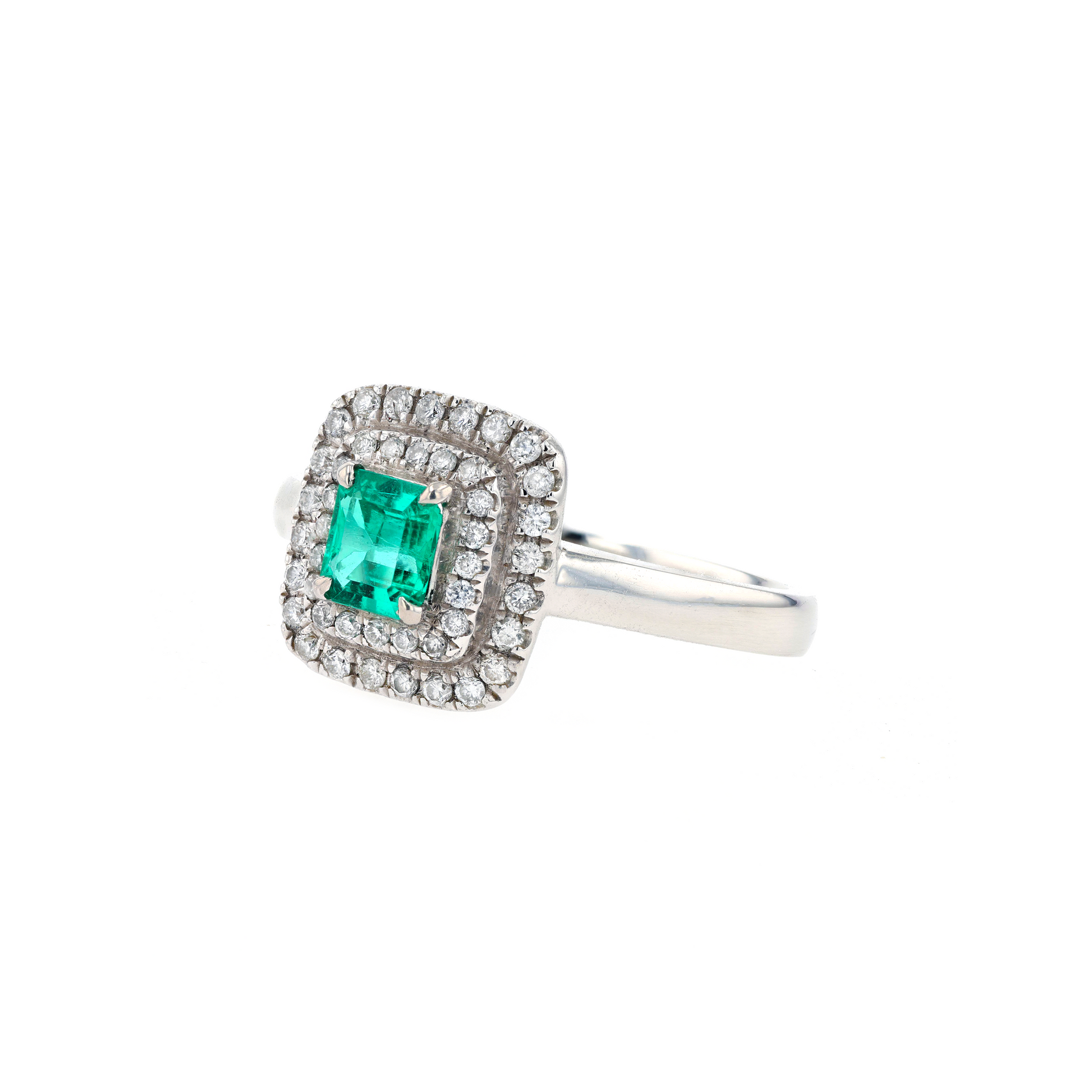 PT900 Natural Green Emerald Diamond Ring