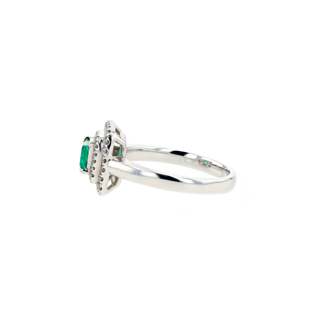 PT900 Natural Green Emerald Diamond Ring