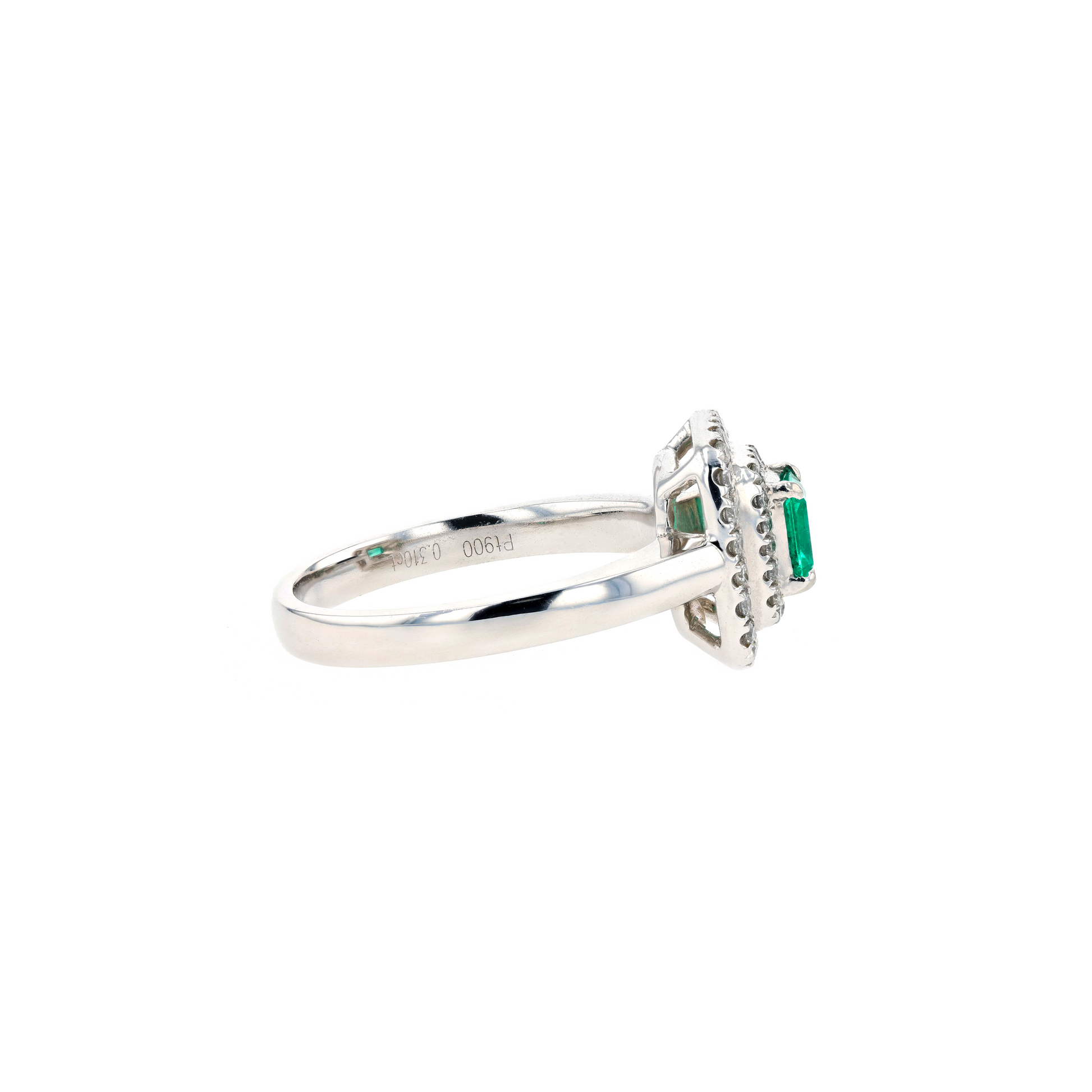 PT900 Natural Green Emerald Diamond Ring