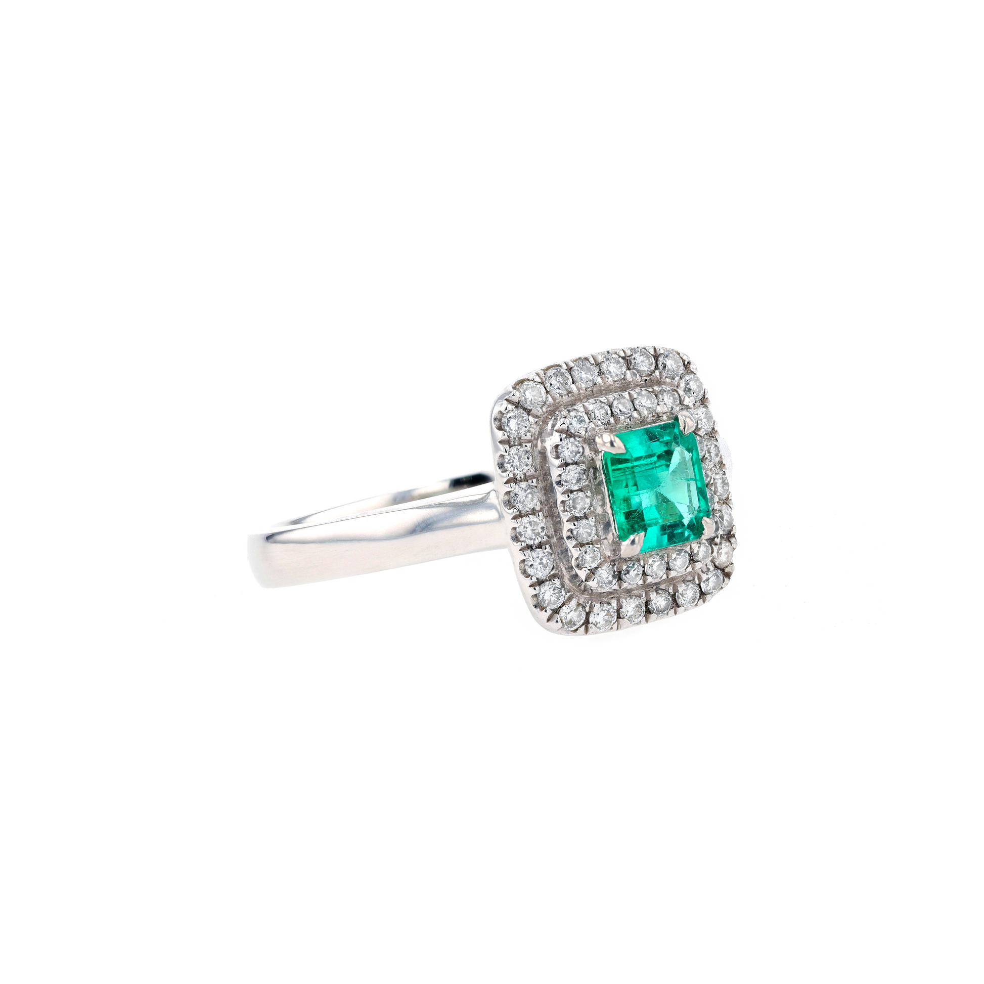 PT900 Natural Green Emerald Diamond Ring