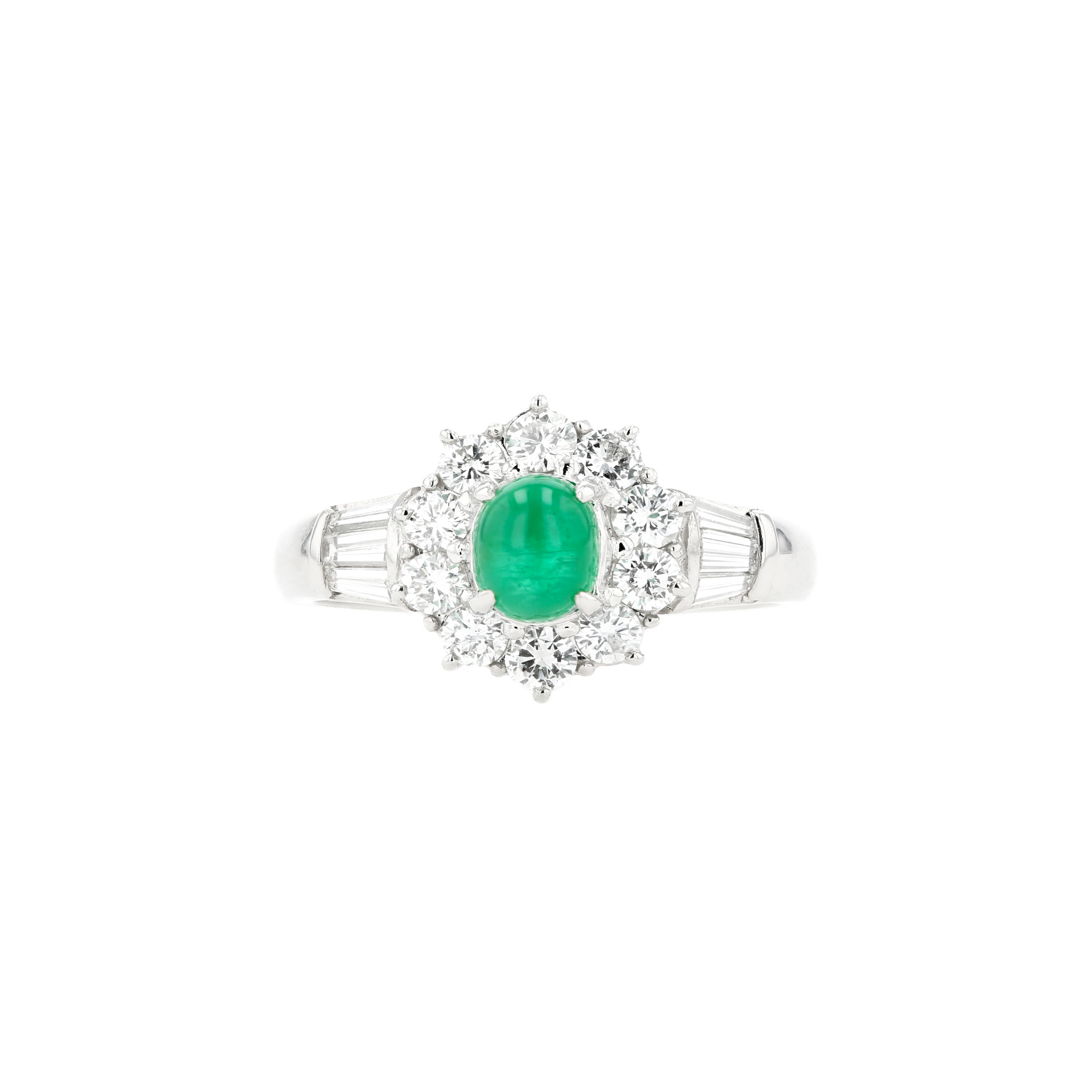 PT900 Natural Green Emerald Diamond Ring