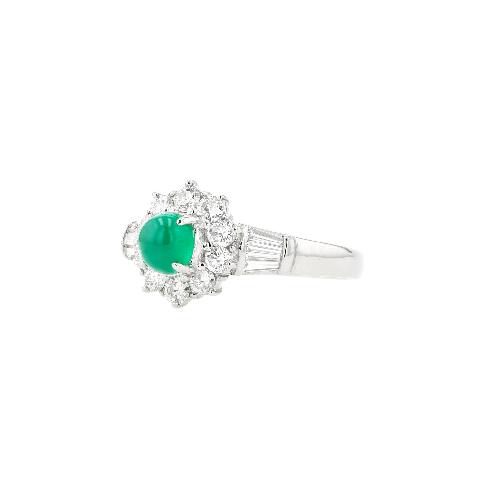 PT900 Natural Green Emerald Diamond Ring