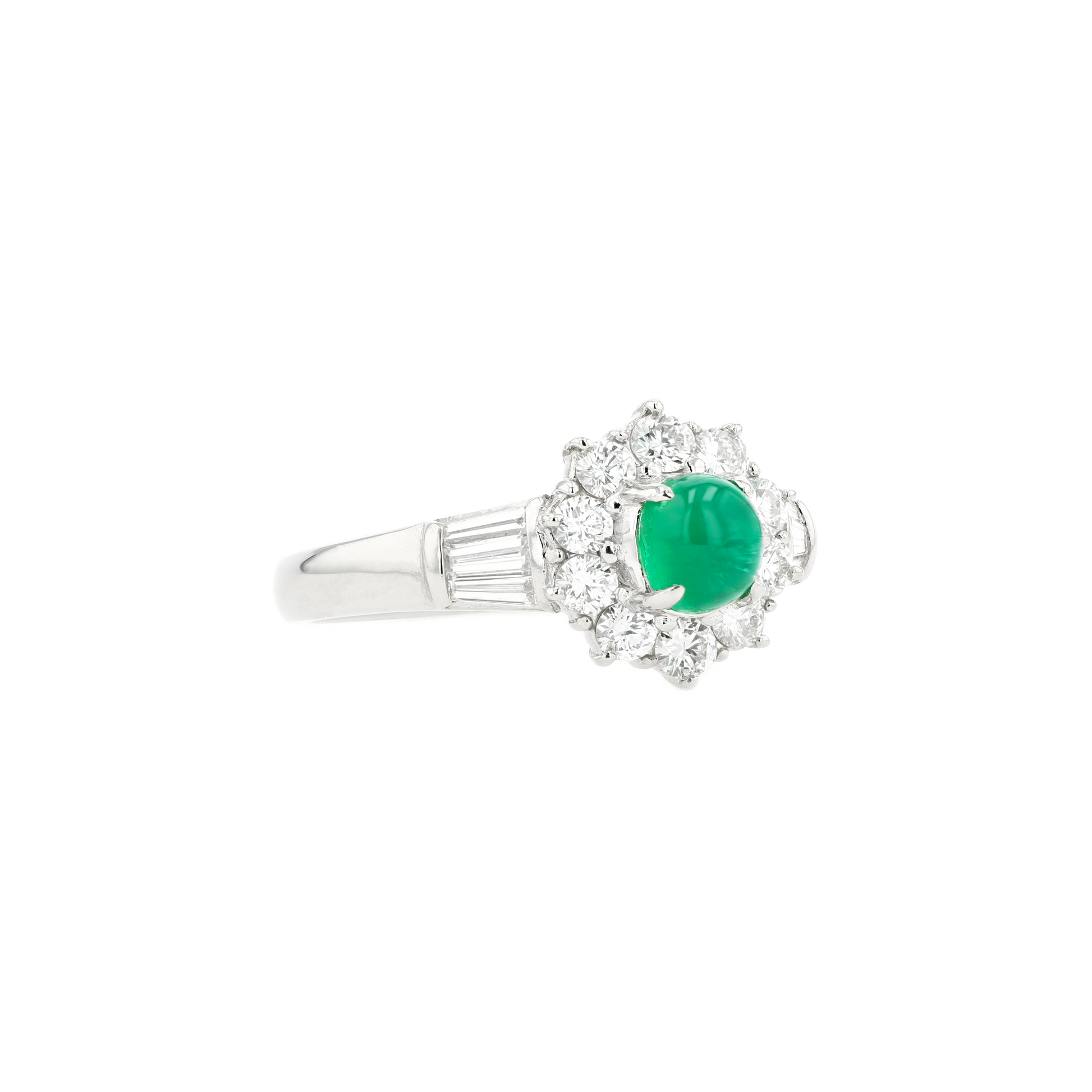 PT900 Natural Green Emerald Diamond Ring