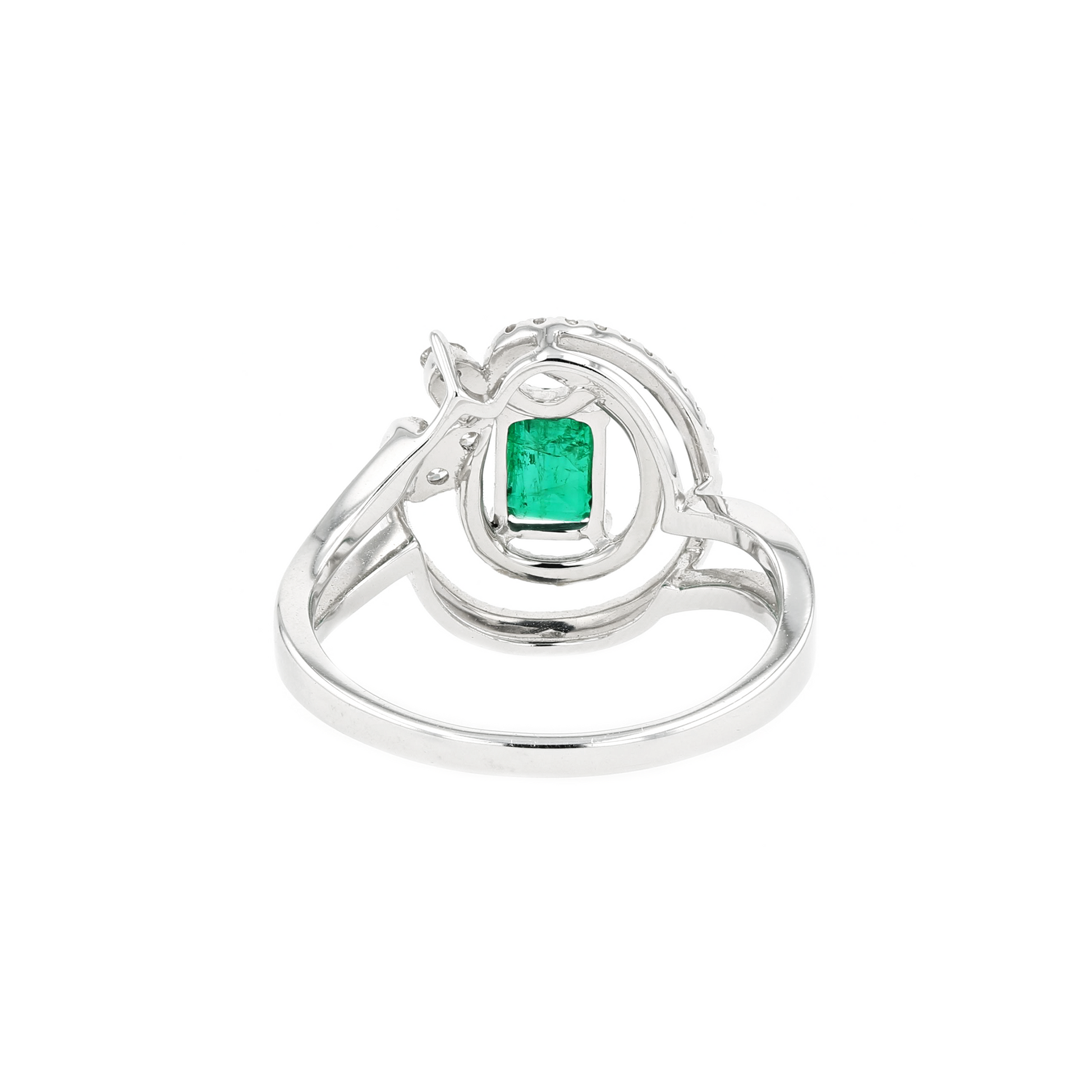 18KG Natural Green Emerald Diamond Ring