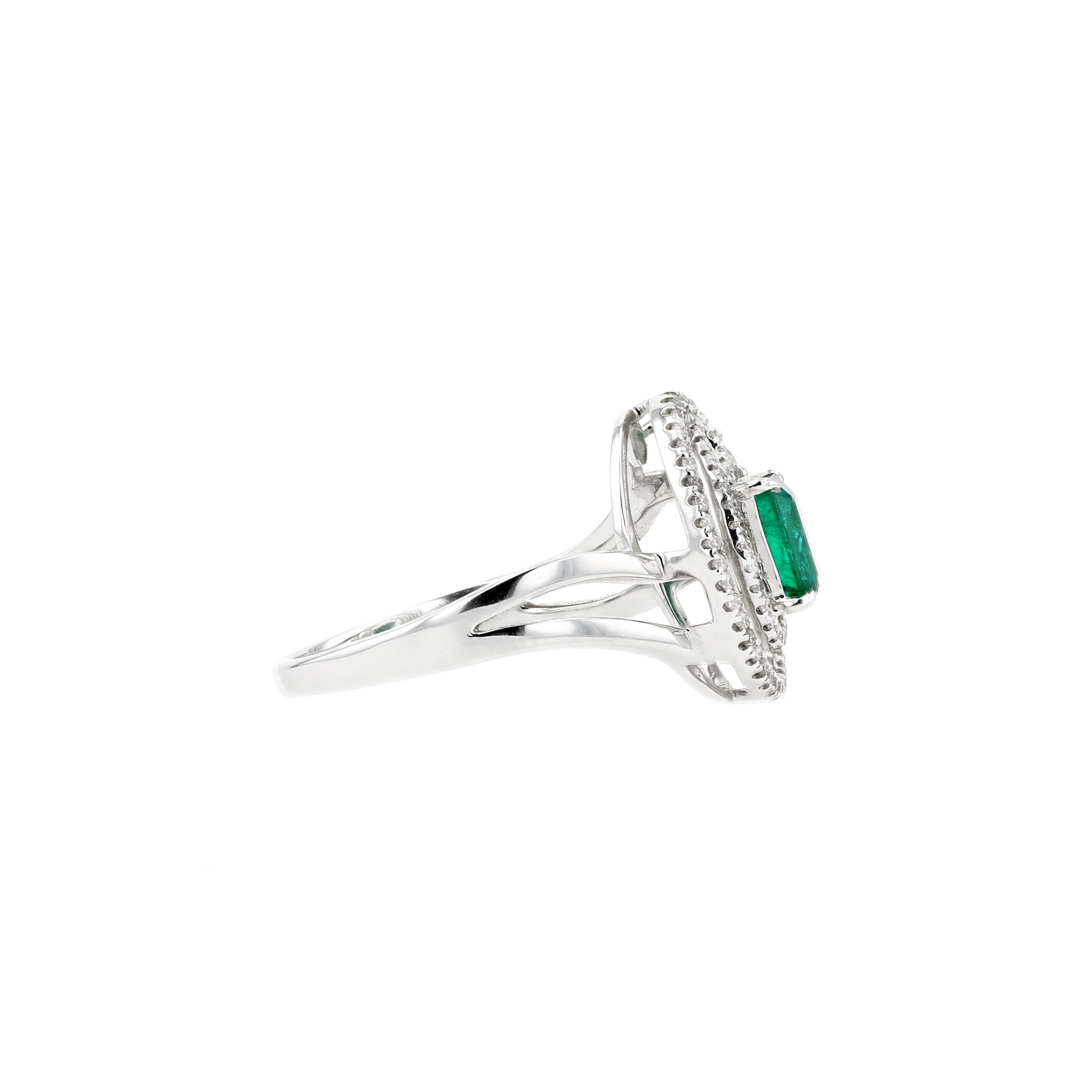 18KG Natural Green Emerald Diamond Ring