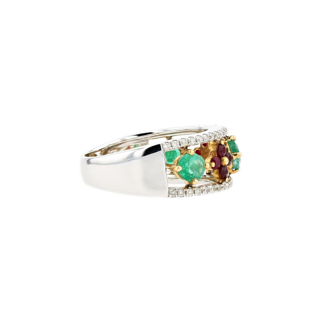 18KG Natural Ruby Emerald Ring