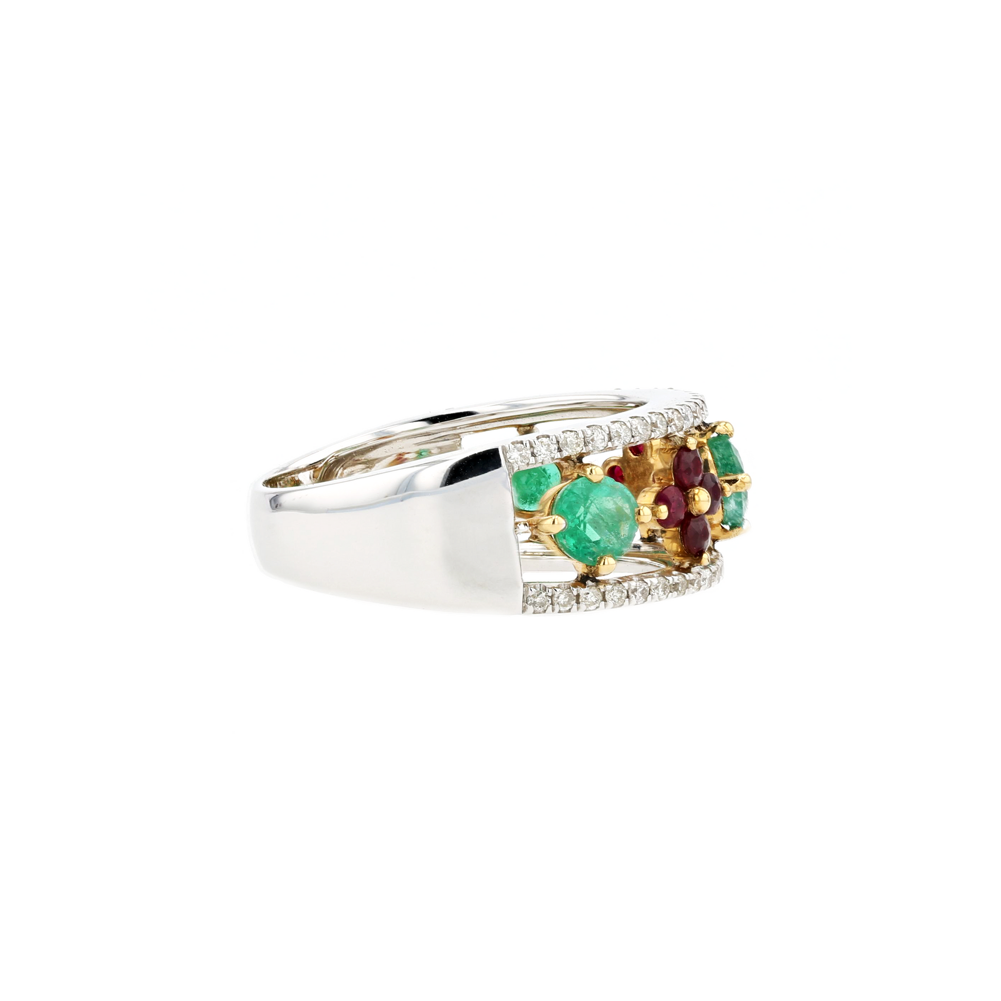 18KG Natural Ruby Emerald Ring