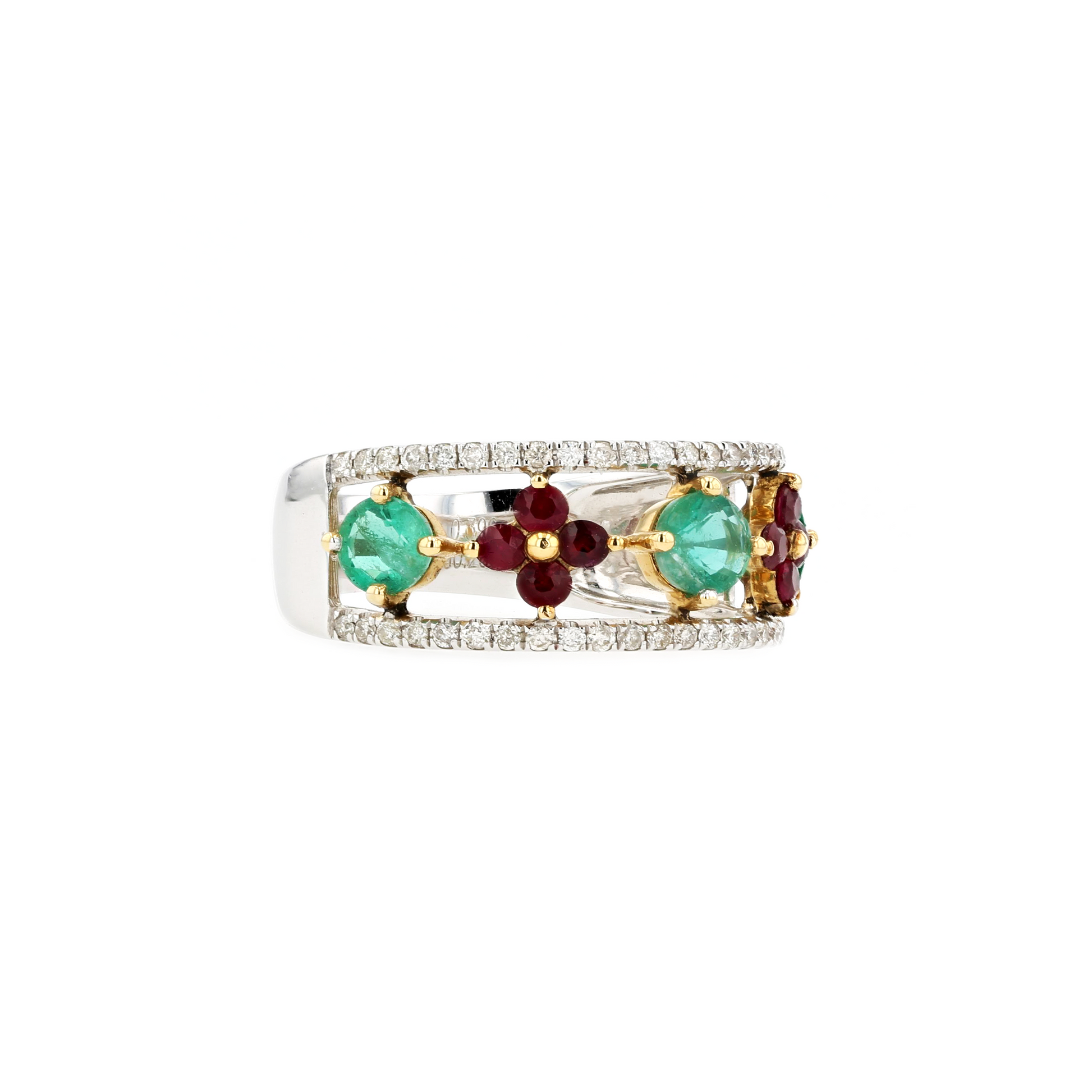 18KG Natural Ruby Emerald Ring