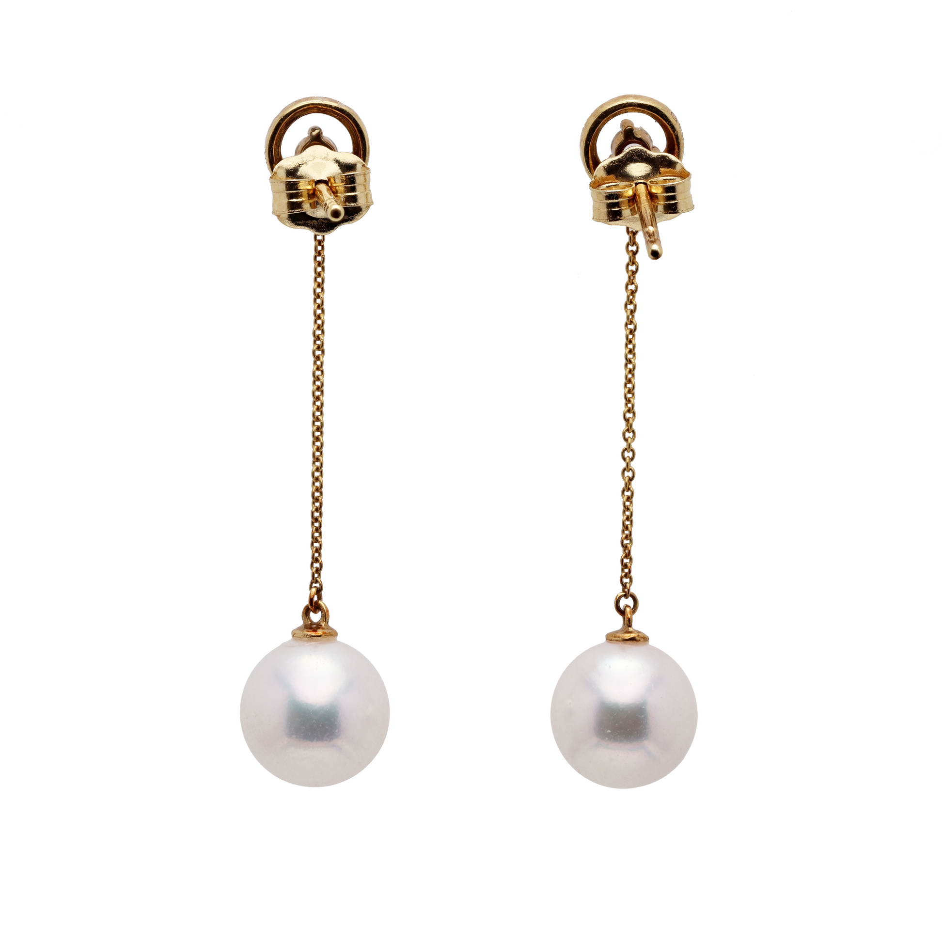 18KG 7.2/7.2mm Premier Japanese Akoya Pearl Natural Diamond Earrings