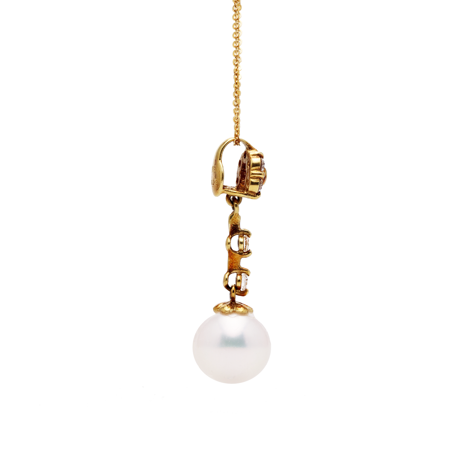 18KG 8.7mm Premier Japanese Akoya Pearl Natural CZ Necklace