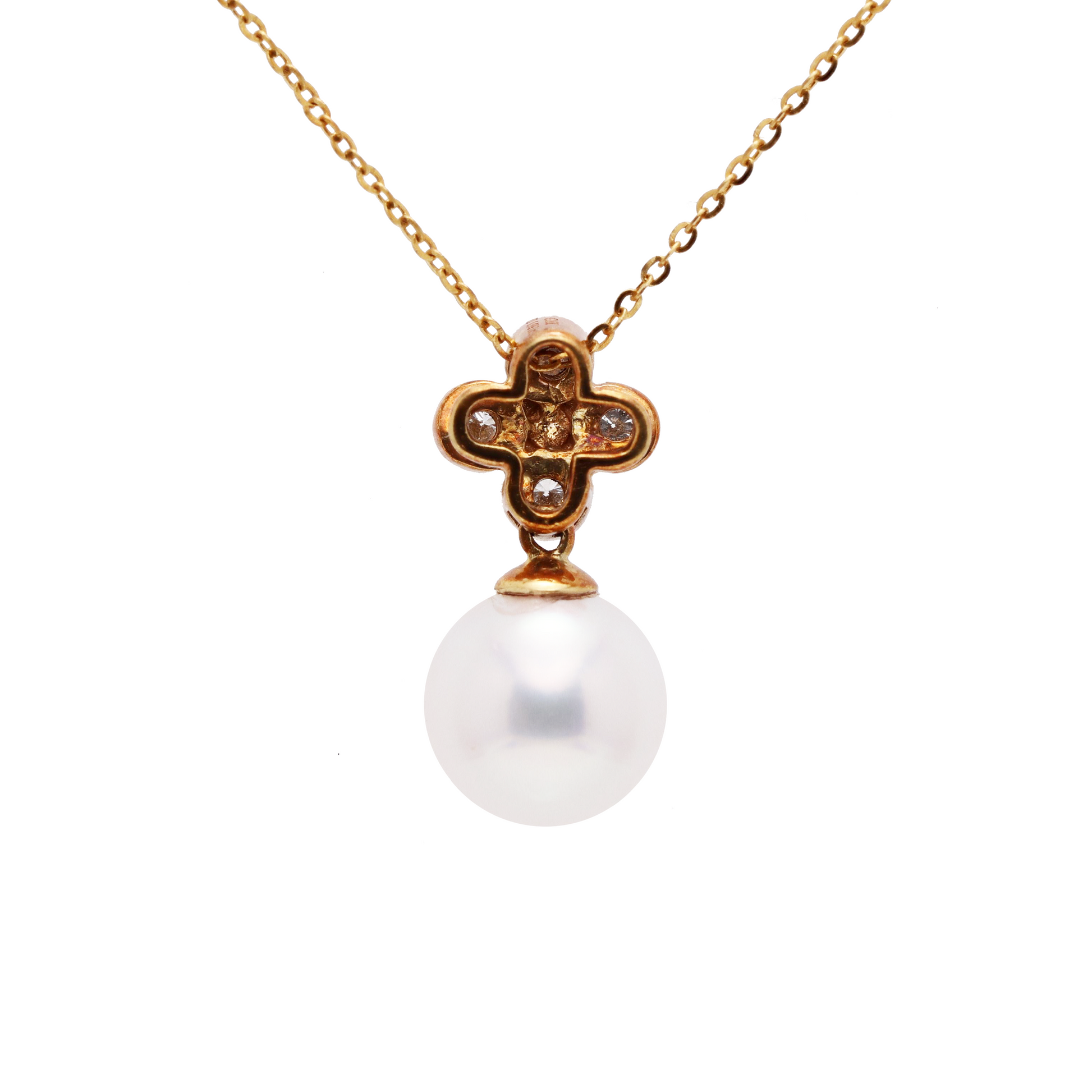 18KG 8.0mm Premier Japanese Akoya Pearl Natural Diamond Necklace