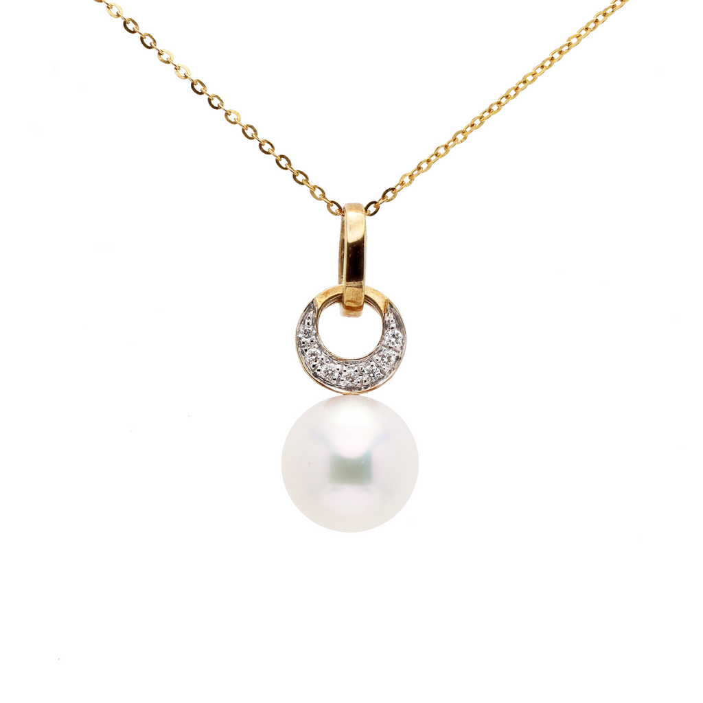 18KG 8.5mm Premier Japanese Akoay Pearl CZ Necklace