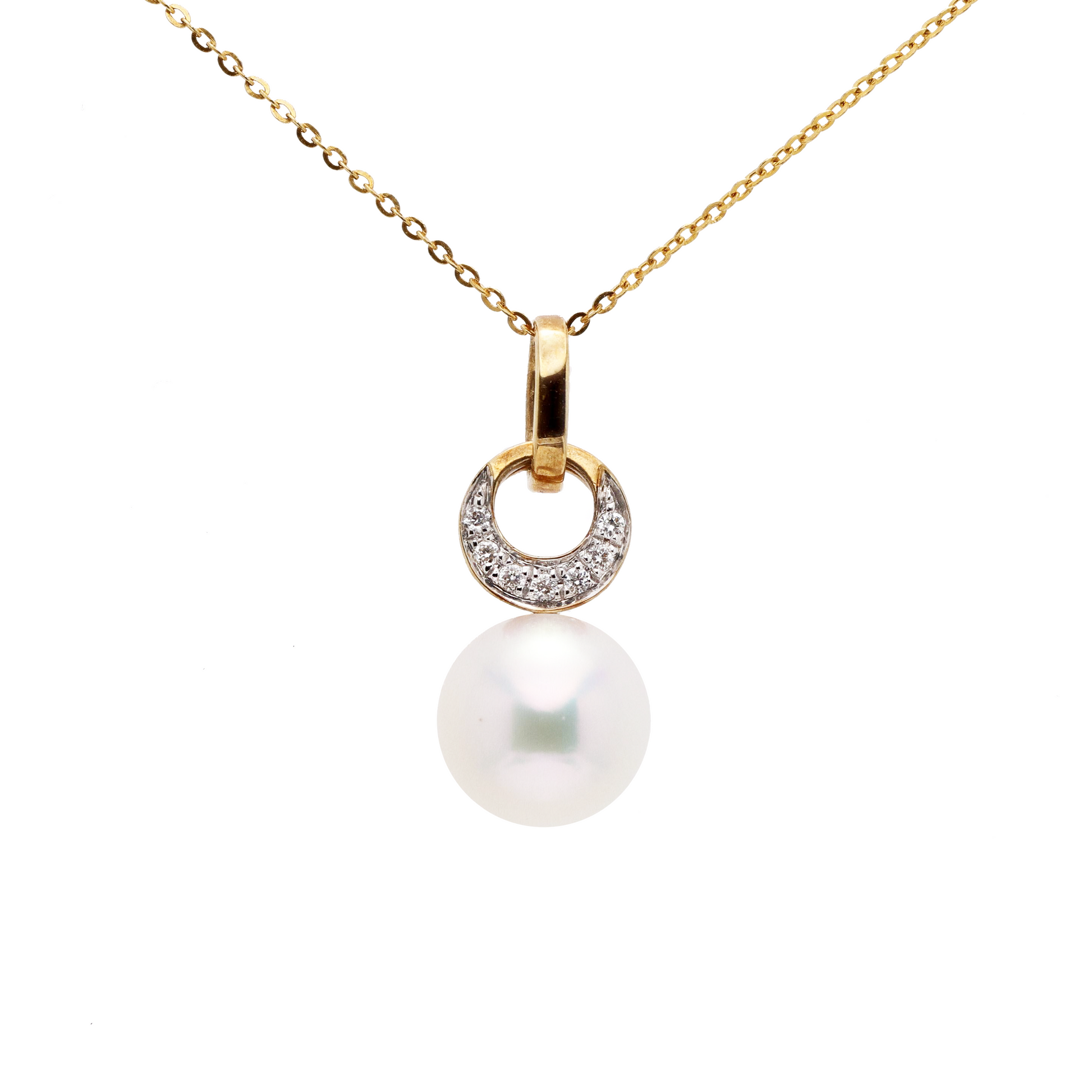 18KG 8.5mm Premier Japanese Akoay Pearl CZ Necklace