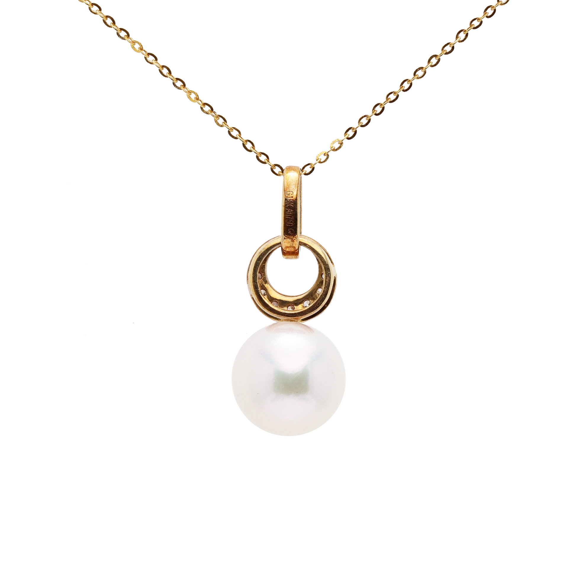 18KG 8.5mm Premier Japanese Akoay Pearl CZ Necklace
