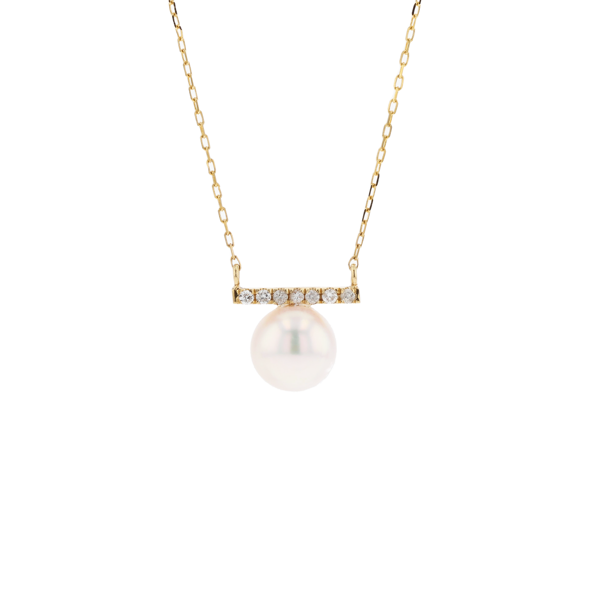 18KG 7.5mm Premier Japanese Akoay Pearl Diamond Necklace