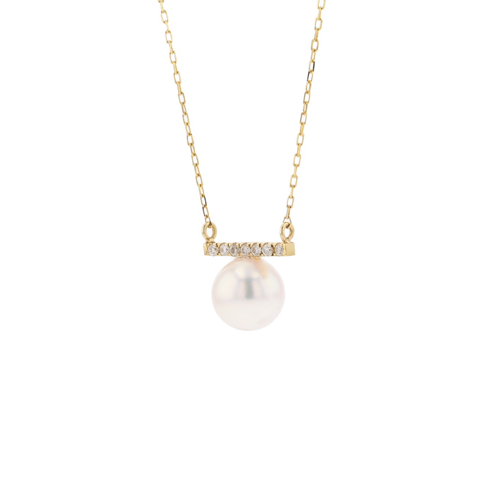 18KG 7.5mm Premier Japanese Akoay Pearl Diamond Necklace
