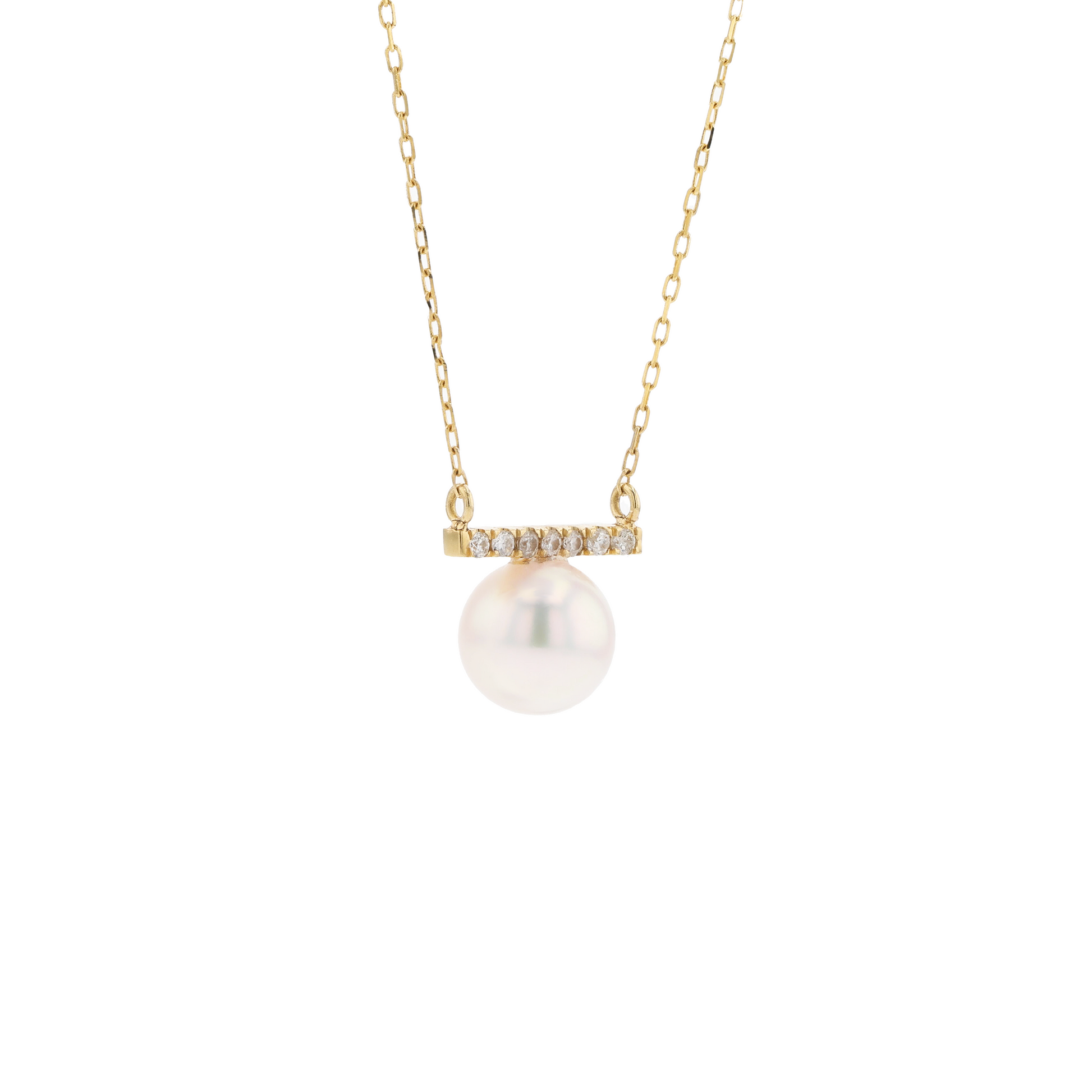 18KG 7.5mm Premier Japanese Akoay Pearl Diamond Necklace
