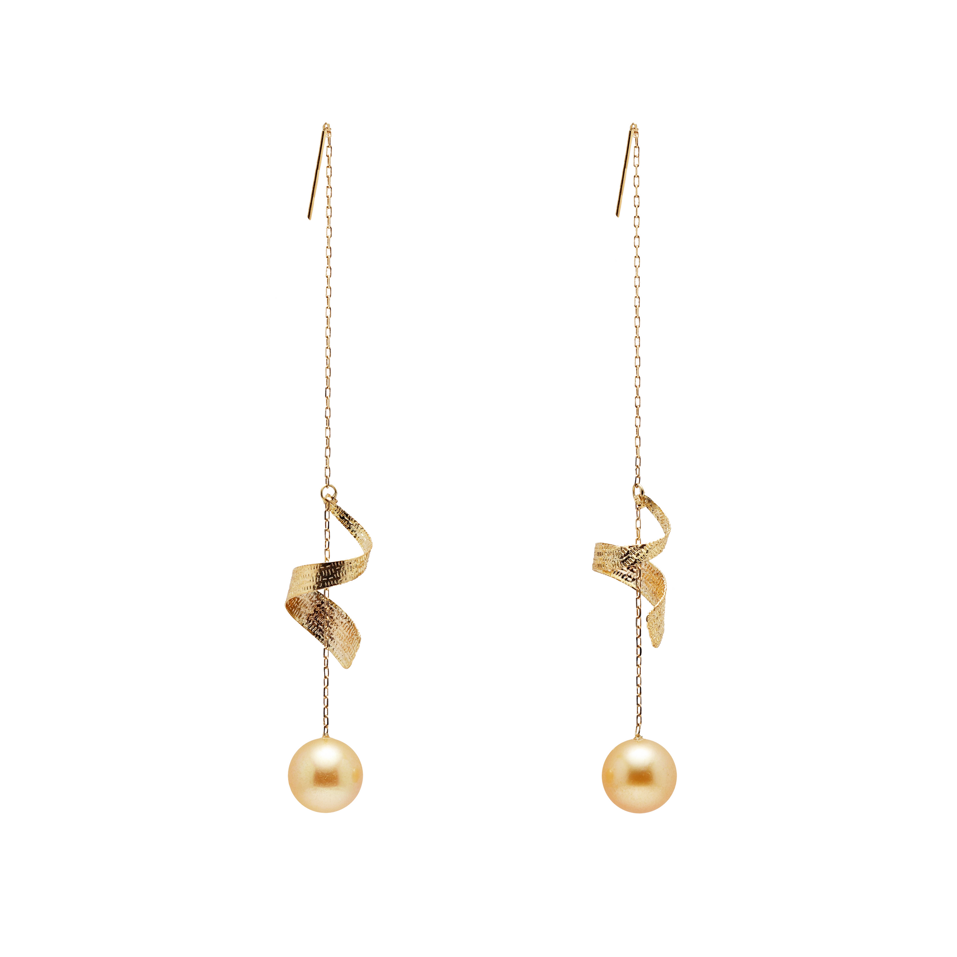 18KG 8.2/8.2g Natural Color South Sea Golden Pearl Earrings