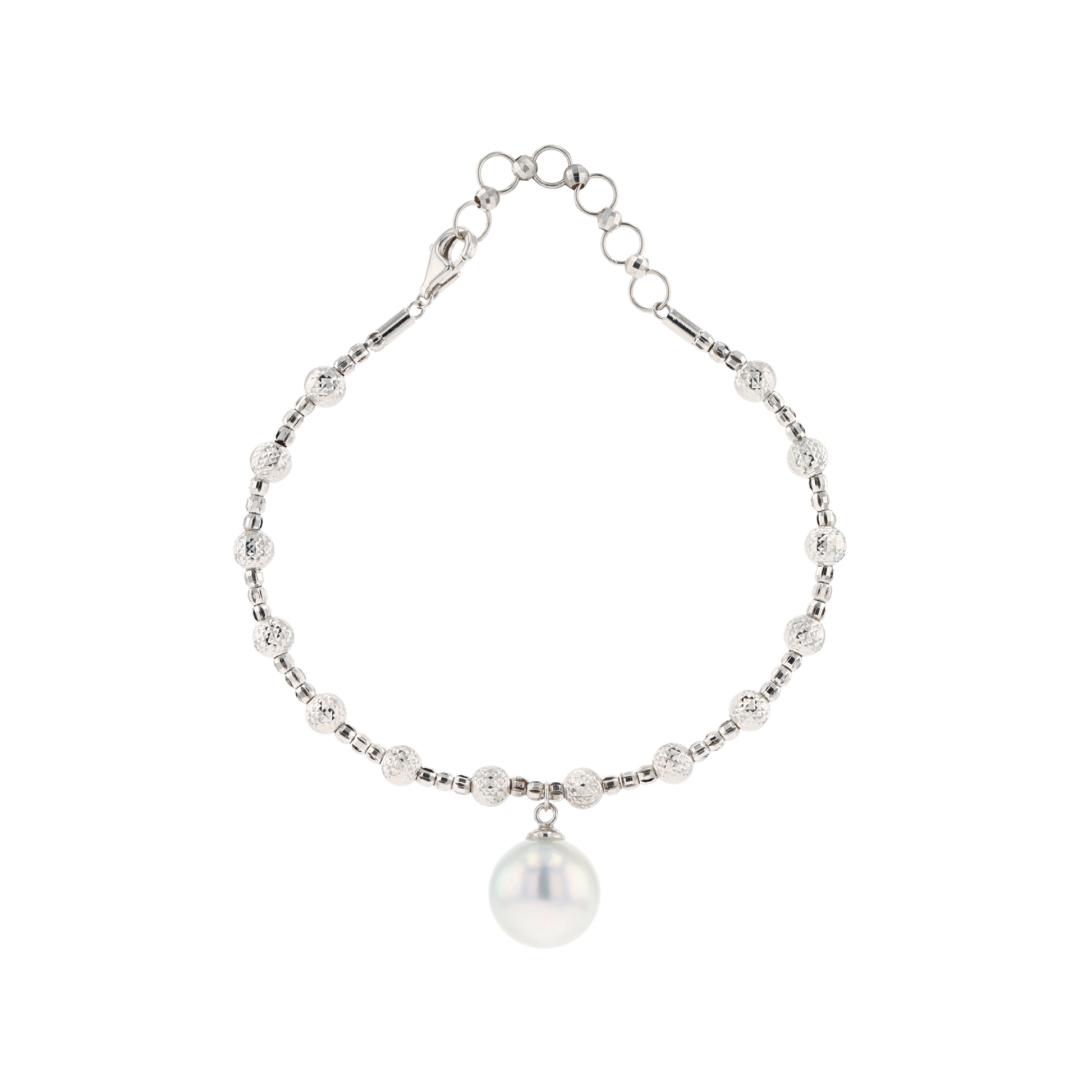 18KG 10.6mm Natural Color South Sae White Pearl Bracelet