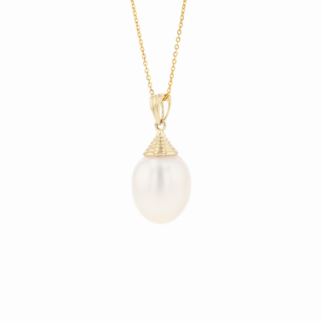 14KG 11.3X13.3mm Natural Color South Sea White Pearl Necklace
