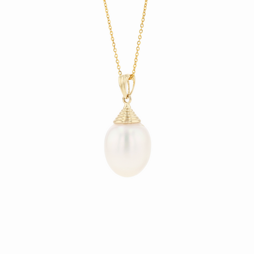 14KG 11.3X13.3mm Natural Color South Sea White Pearl Necklace
