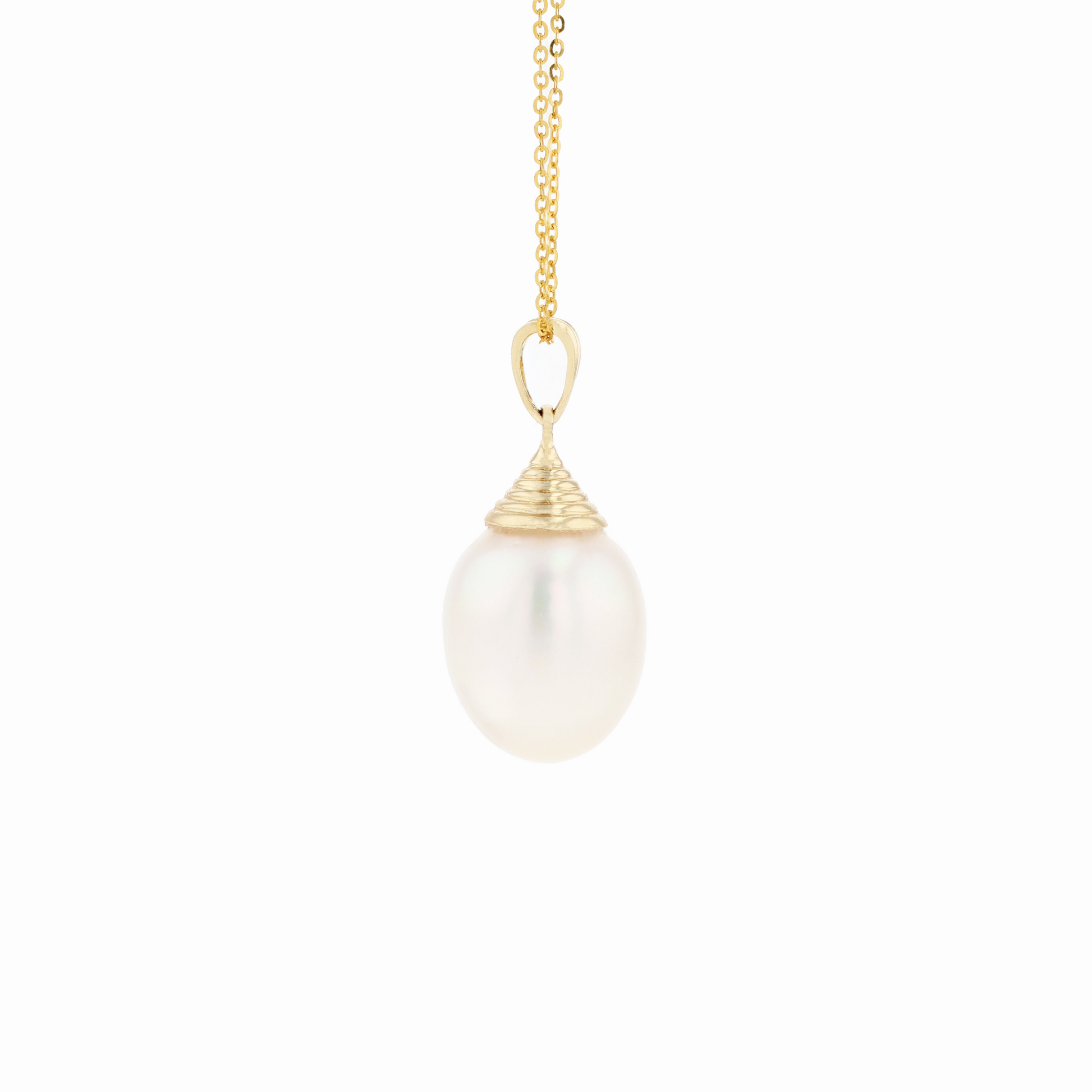 14KG 11.3X13.3mm Natural Color South Sea White Pearl Necklace