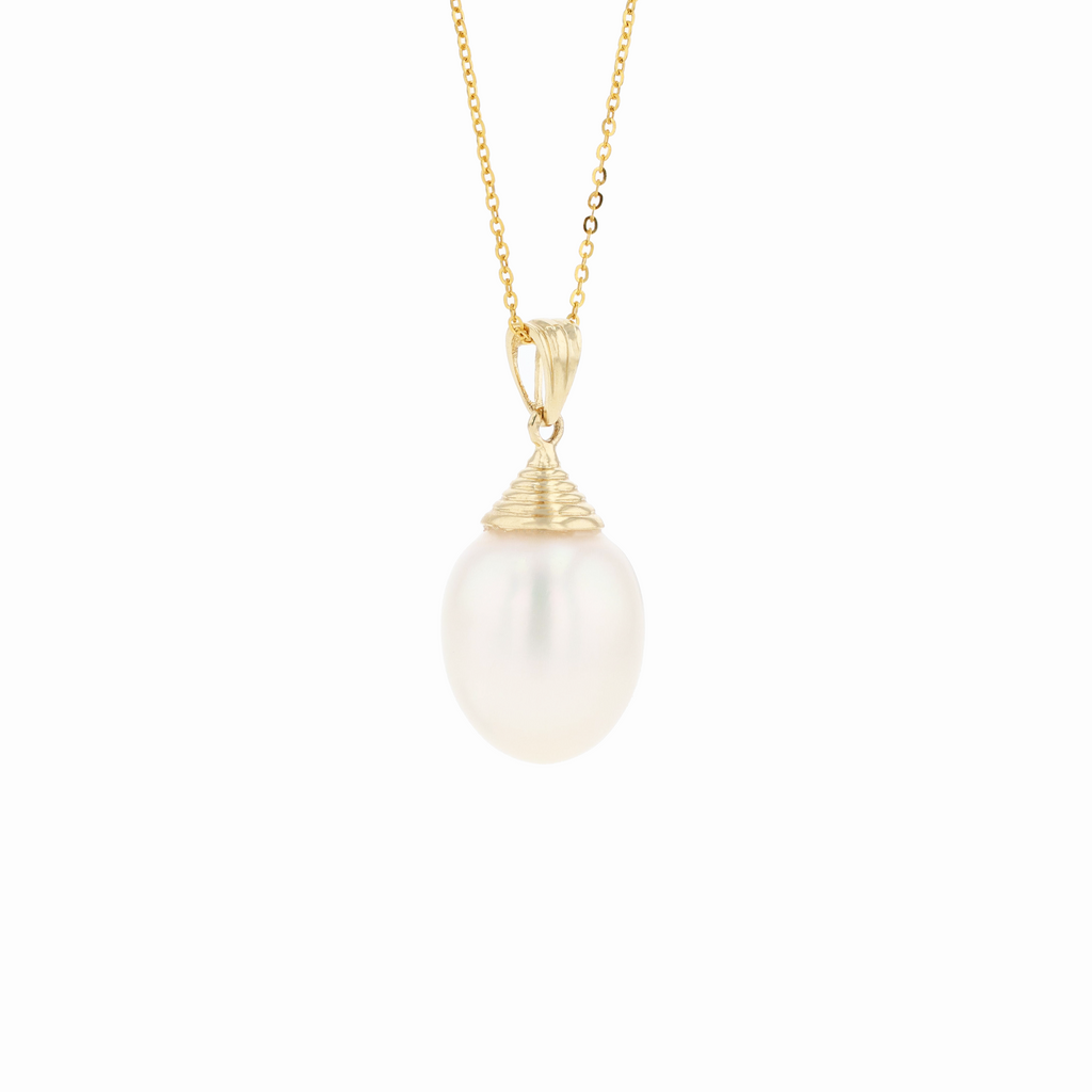 14KG 11.3X13.3mm Natural Color South Sea White Pearl Necklace
