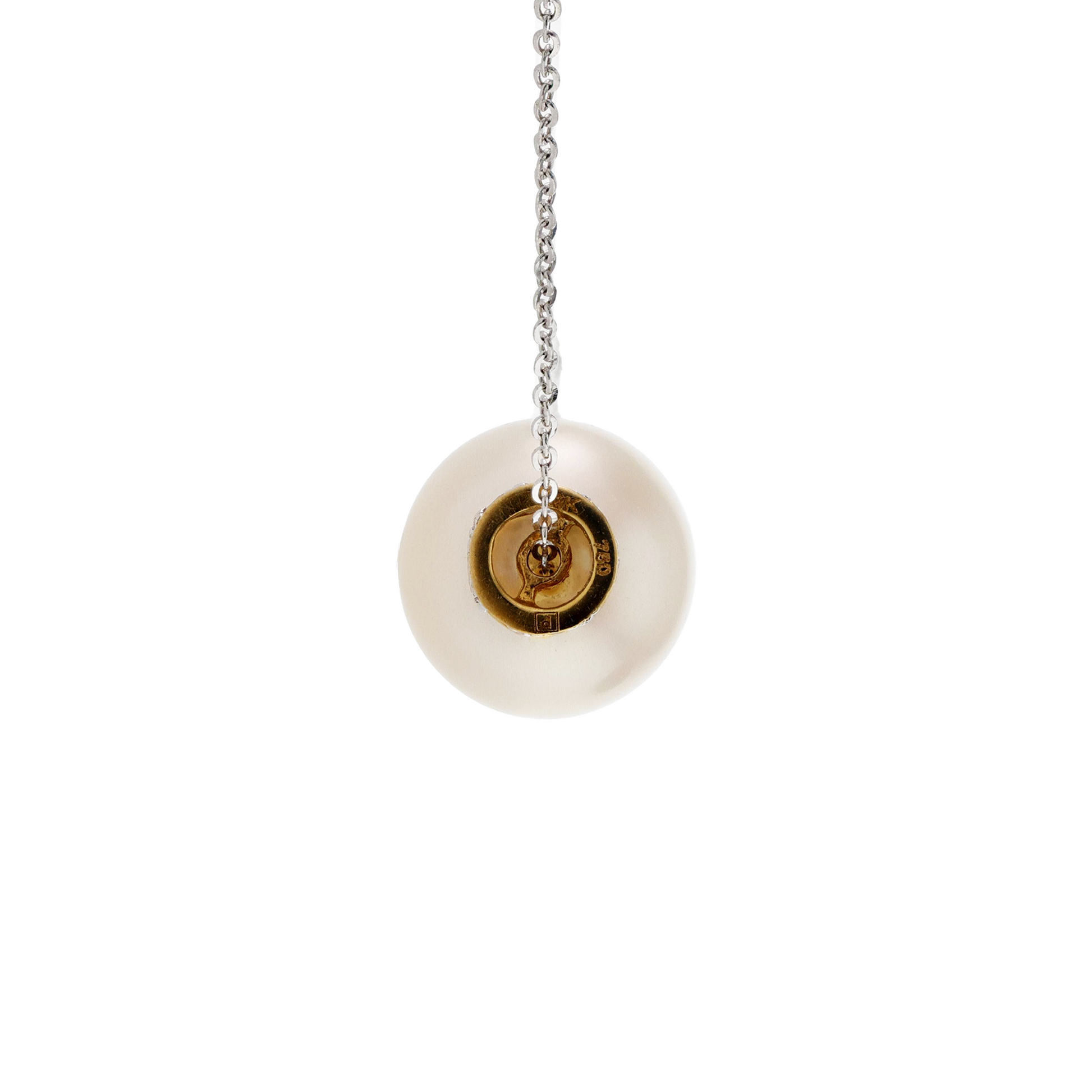 14KG&18KG 9.6mm Natural Color South Sea White Pearl Diamond Necklace