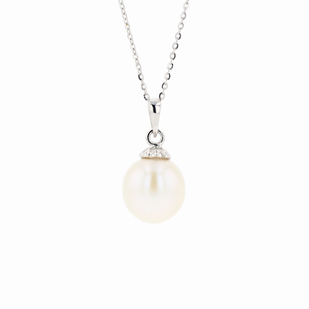 18KG 9-10mm Natural Color South Sea White Pearl Necklace