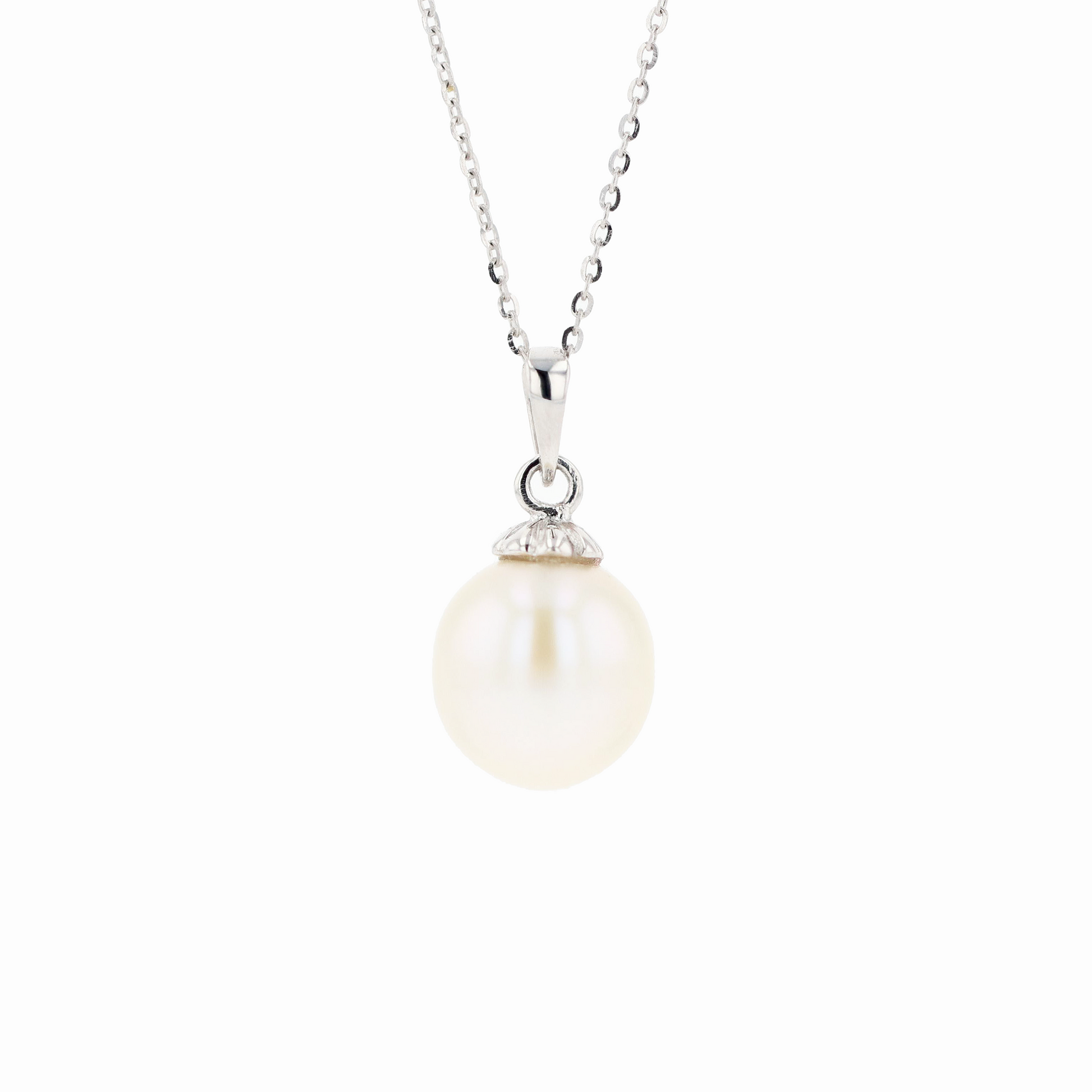 18KG 9-10mm Natural Color South Sea White Pearl Necklace