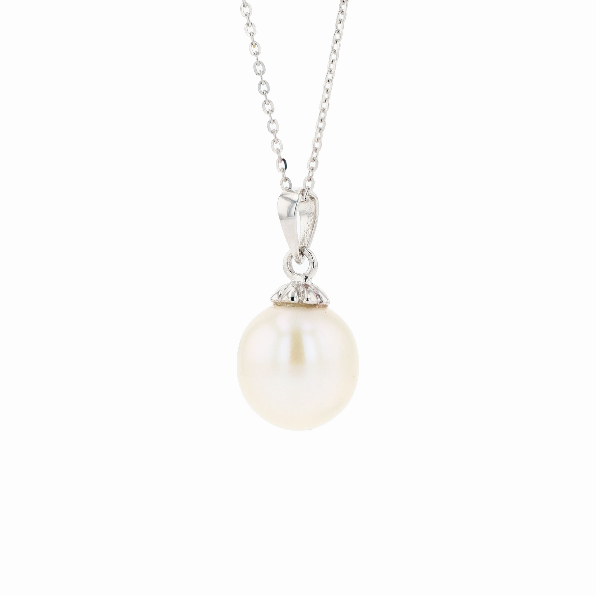 18KG 9-10mm Natural Color South Sea White Pearl Necklace
