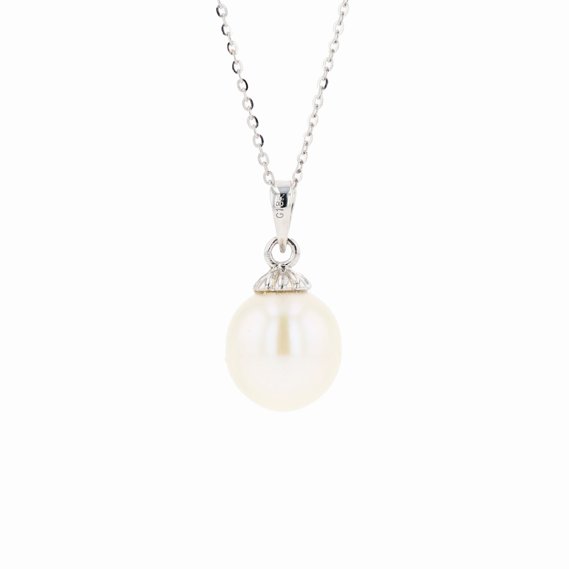 18KG 9-10mm Natural Color South Sea White Pearl Necklace