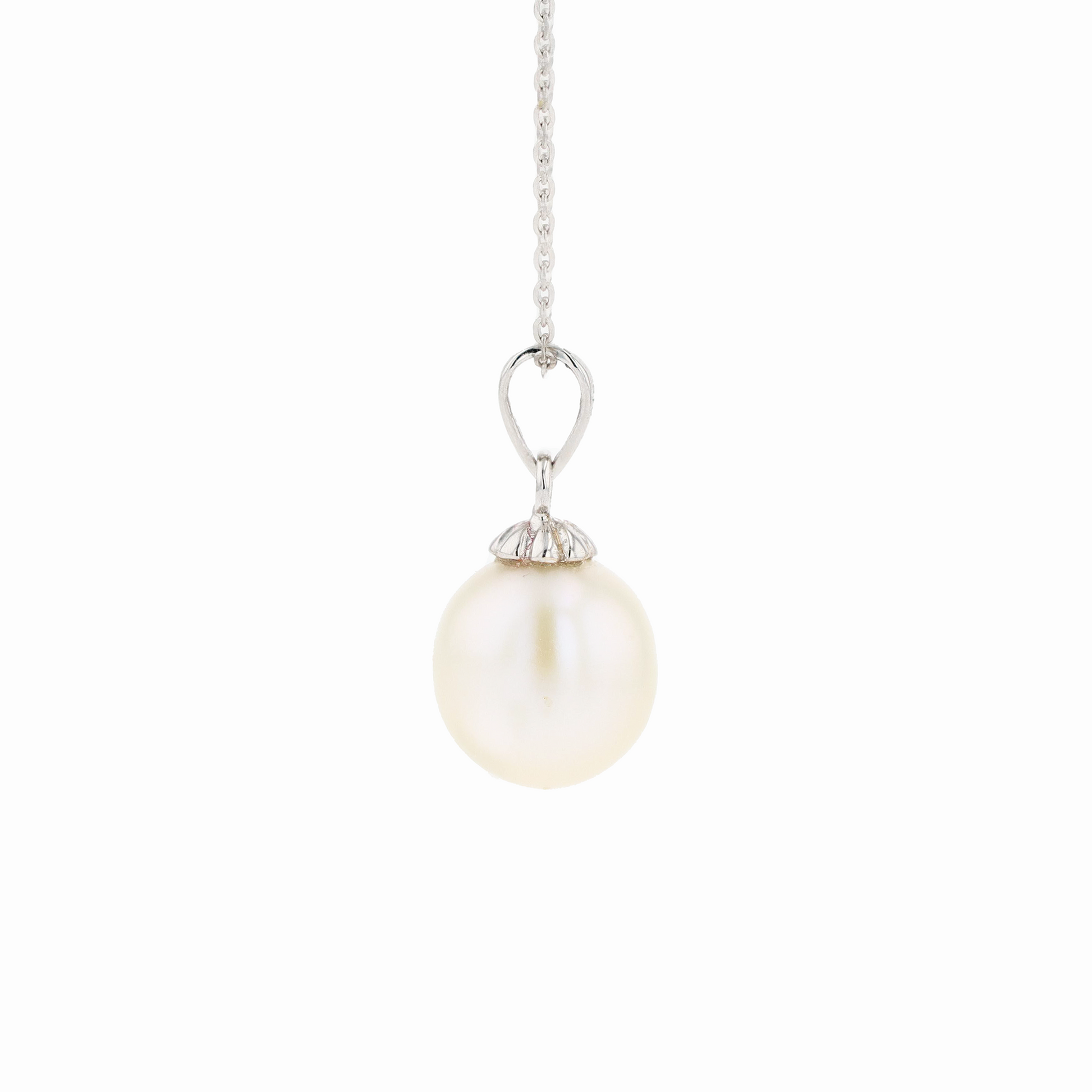18KG 9-10mm Natural Color South Sea White Pearl Necklace